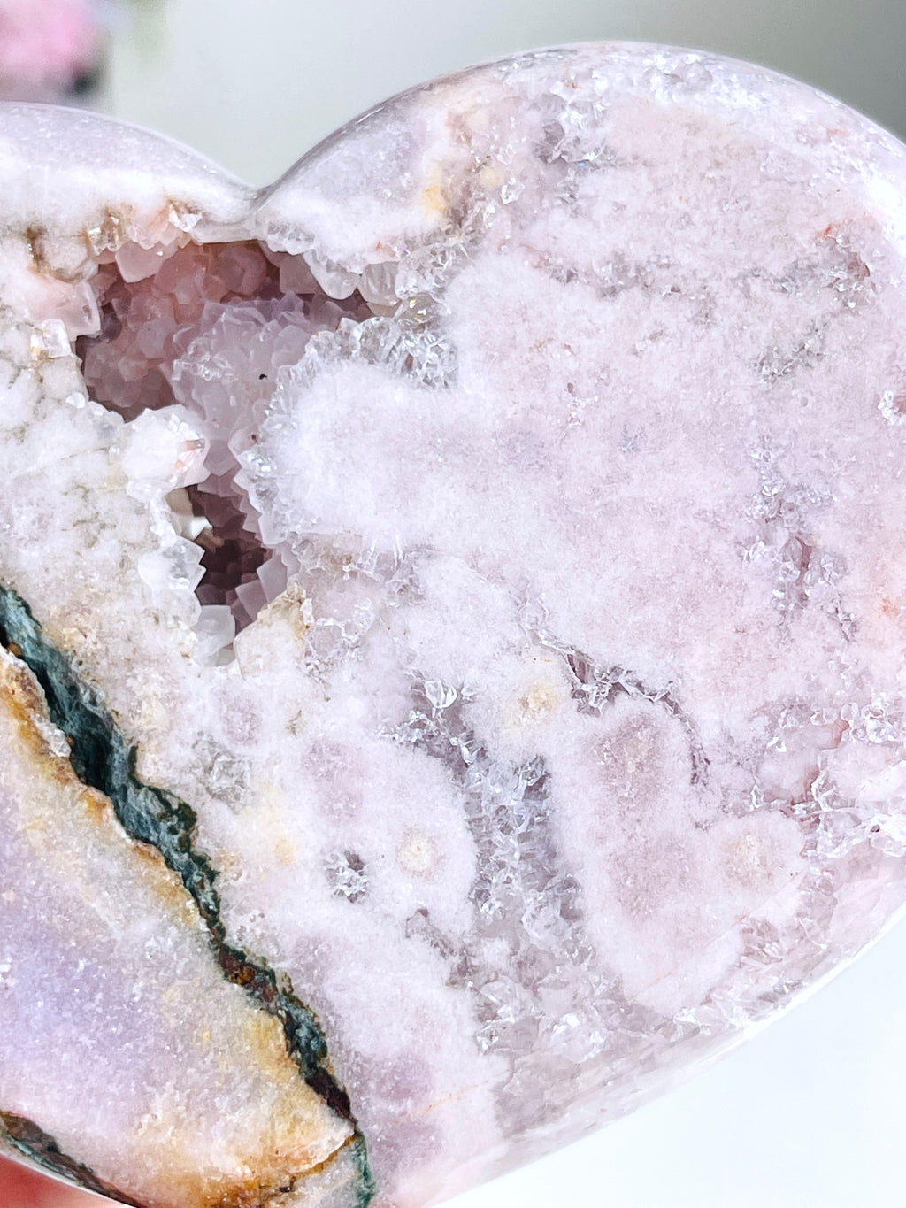 Pink Amethyst Druzy Heart – Natural Healing Crystal, Pink Amethyst Heart for Gift, Meditation, Home Decor B108