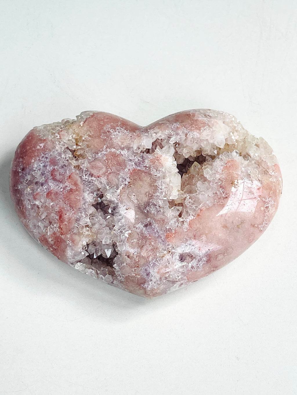 Pink Amethyst Druzy Heart – Natural Healing Crystal, Pink Amethyst Heart for Gift, Meditation, Home Decor B1