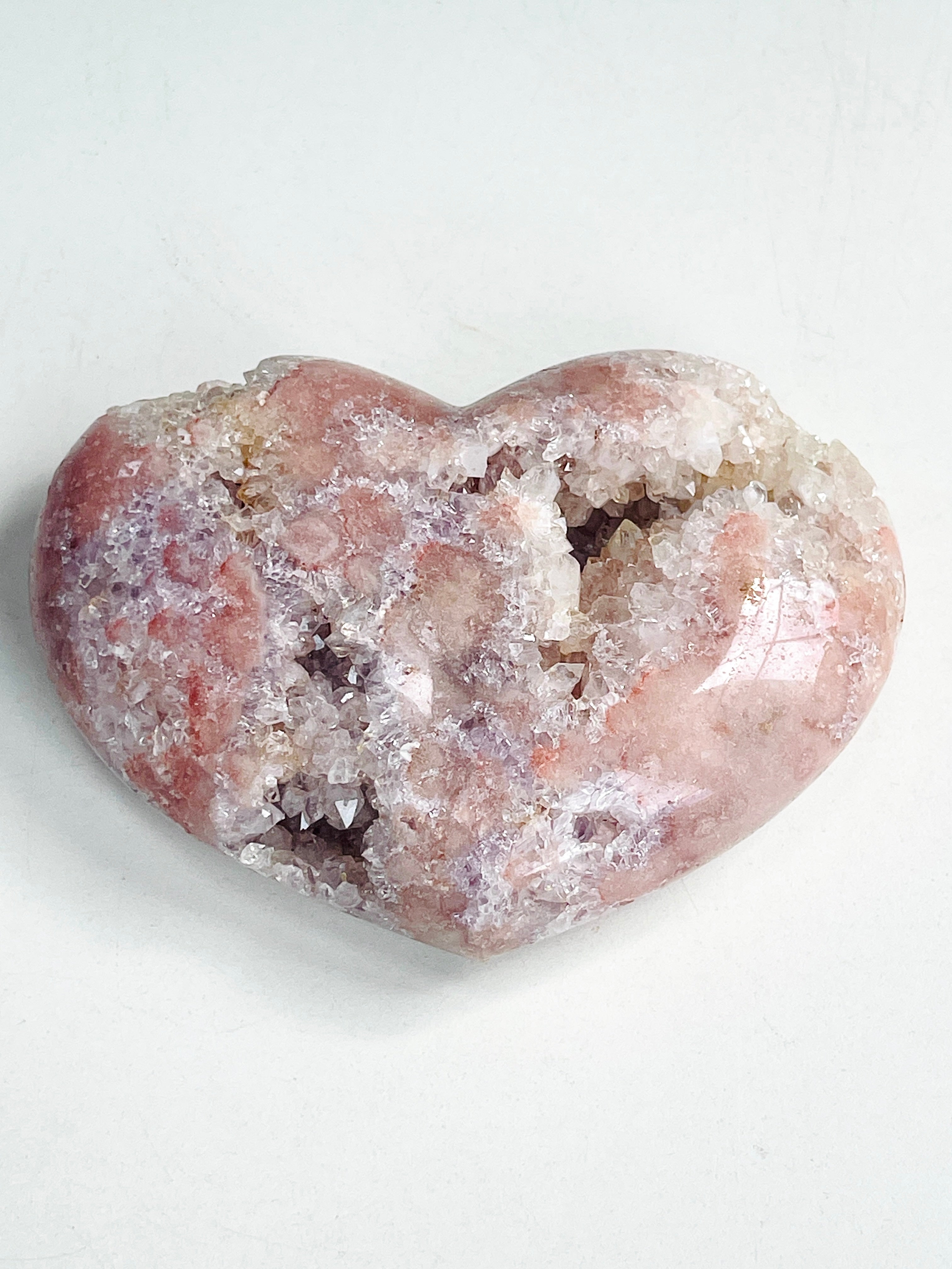 Pink Amethyst Druzy Heart – Natural Healing Crystal, Pink Amethyst Heart for Gift, Meditation, Home Decor B1