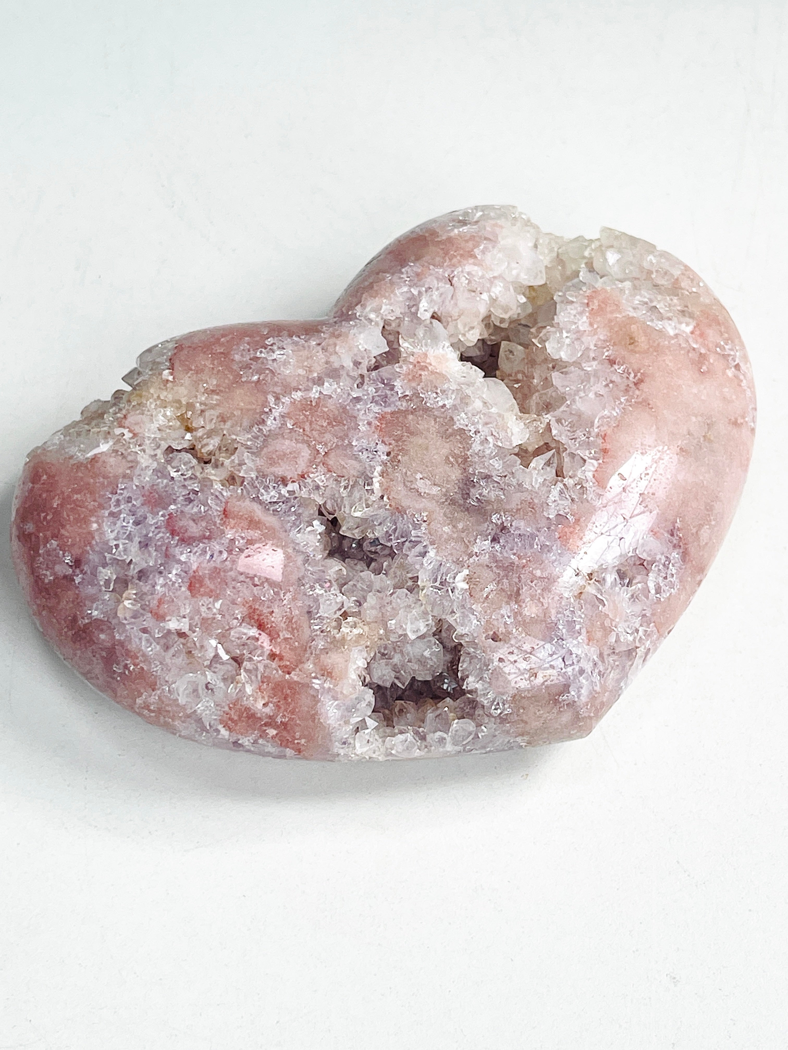 Pink Amethyst Druzy Heart – Natural Healing Crystal, Pink Amethyst Heart for Gift, Meditation, Home Decor B1