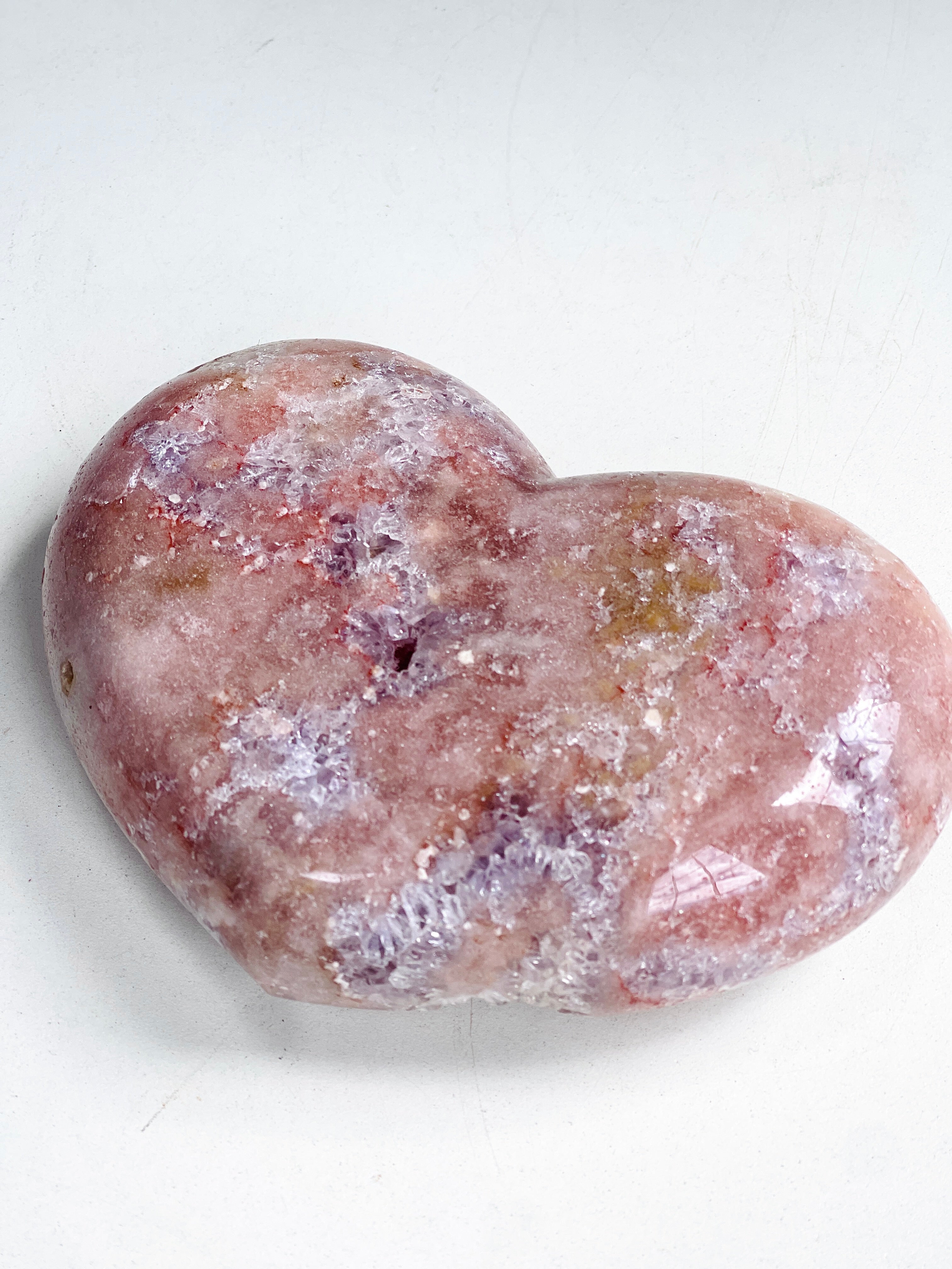 Pink Amethyst Druzy Heart – Natural Healing Crystal, Pink Amethyst Heart for Gift, Meditation, Home Decor B1
