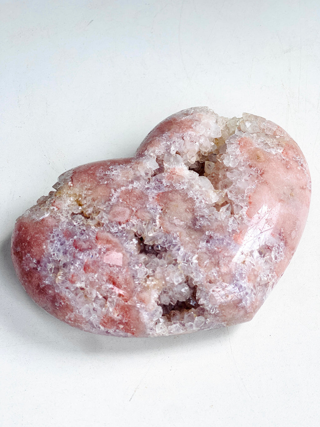 Pink Amethyst Druzy Heart – Natural Healing Crystal, Pink Amethyst Heart for Gift, Meditation, Home Decor B1