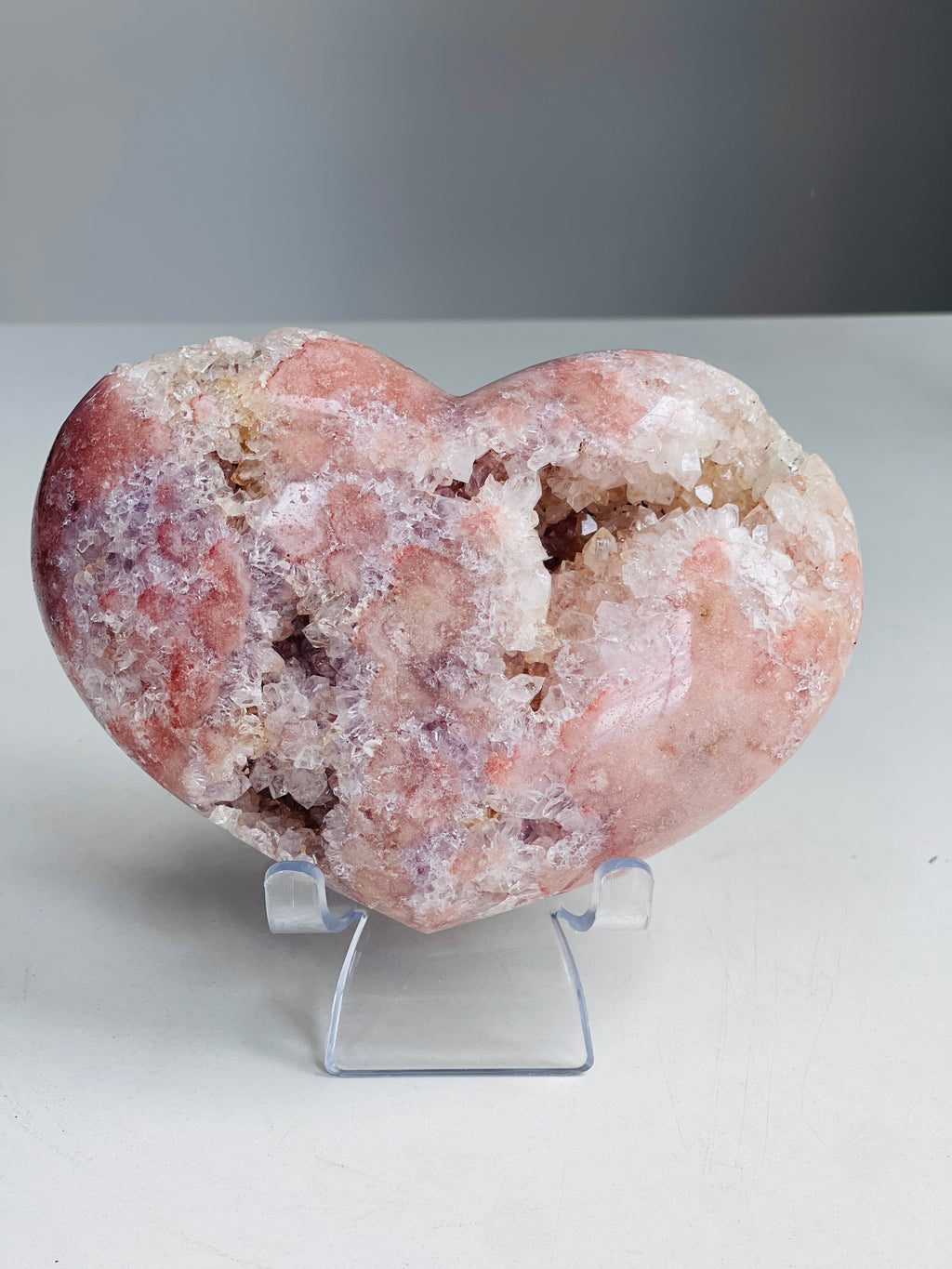 Pink Amethyst Druzy Heart – Natural Healing Crystal, Pink Amethyst Heart for Gift, Meditation, Home Decor B1