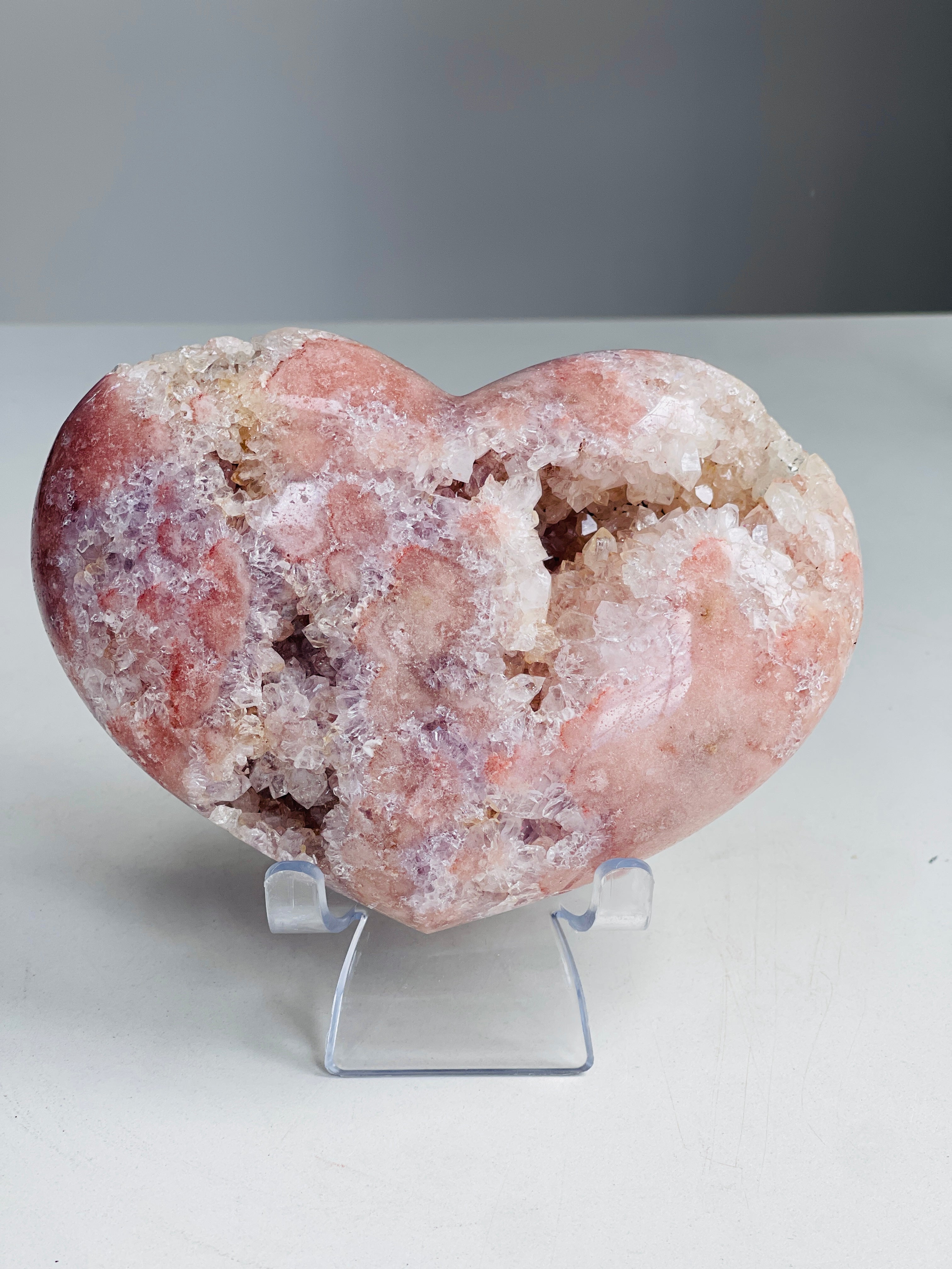 Pink Amethyst Druzy Heart – Natural Healing Crystal, Pink Amethyst Heart for Gift, Meditation, Home Decor B1