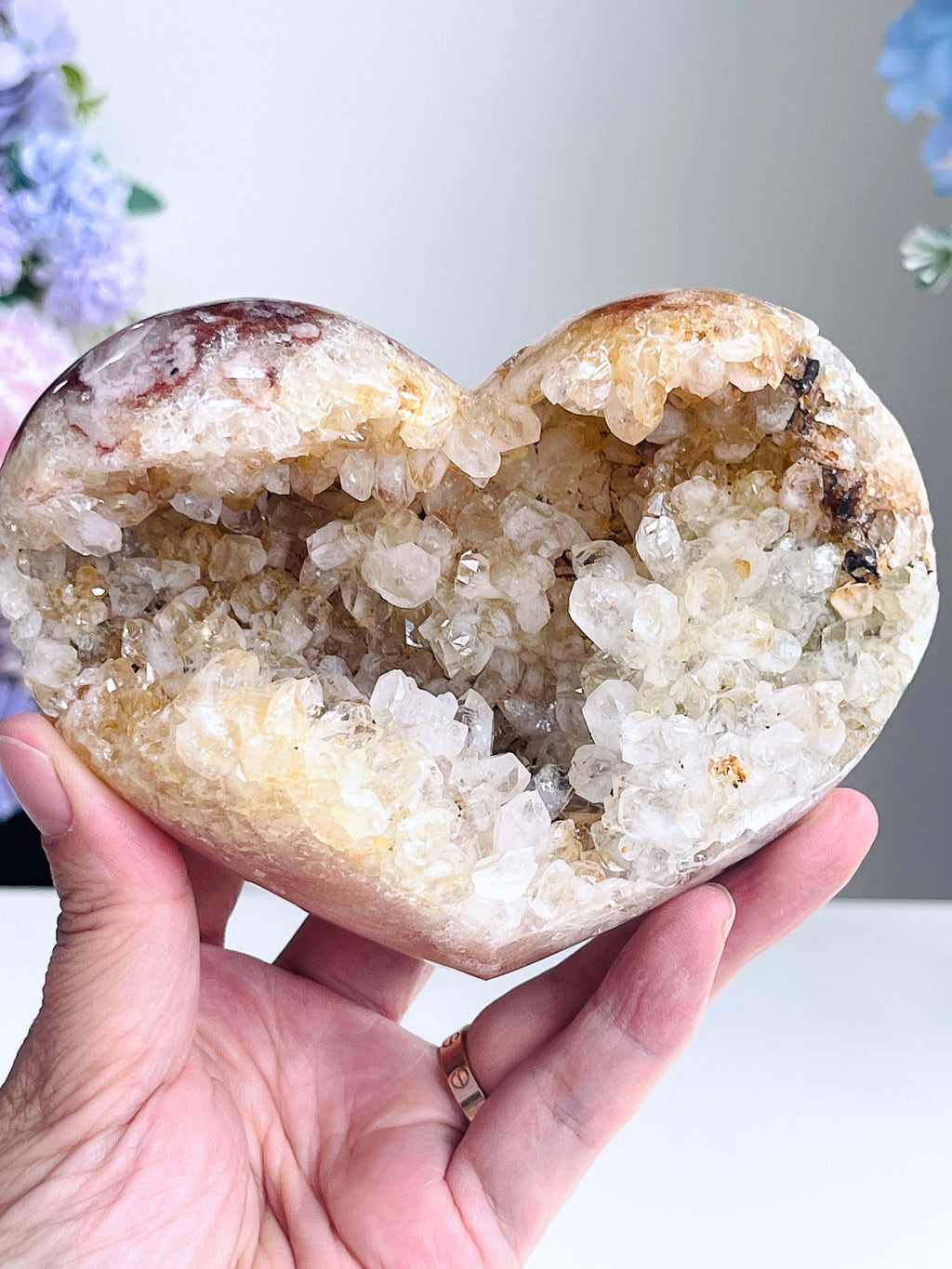 Pink Amethyst Druzy Heart – Natural Healing Crystal, Pink Amethyst Heart for Gift, Meditation, Home Decor B1-10