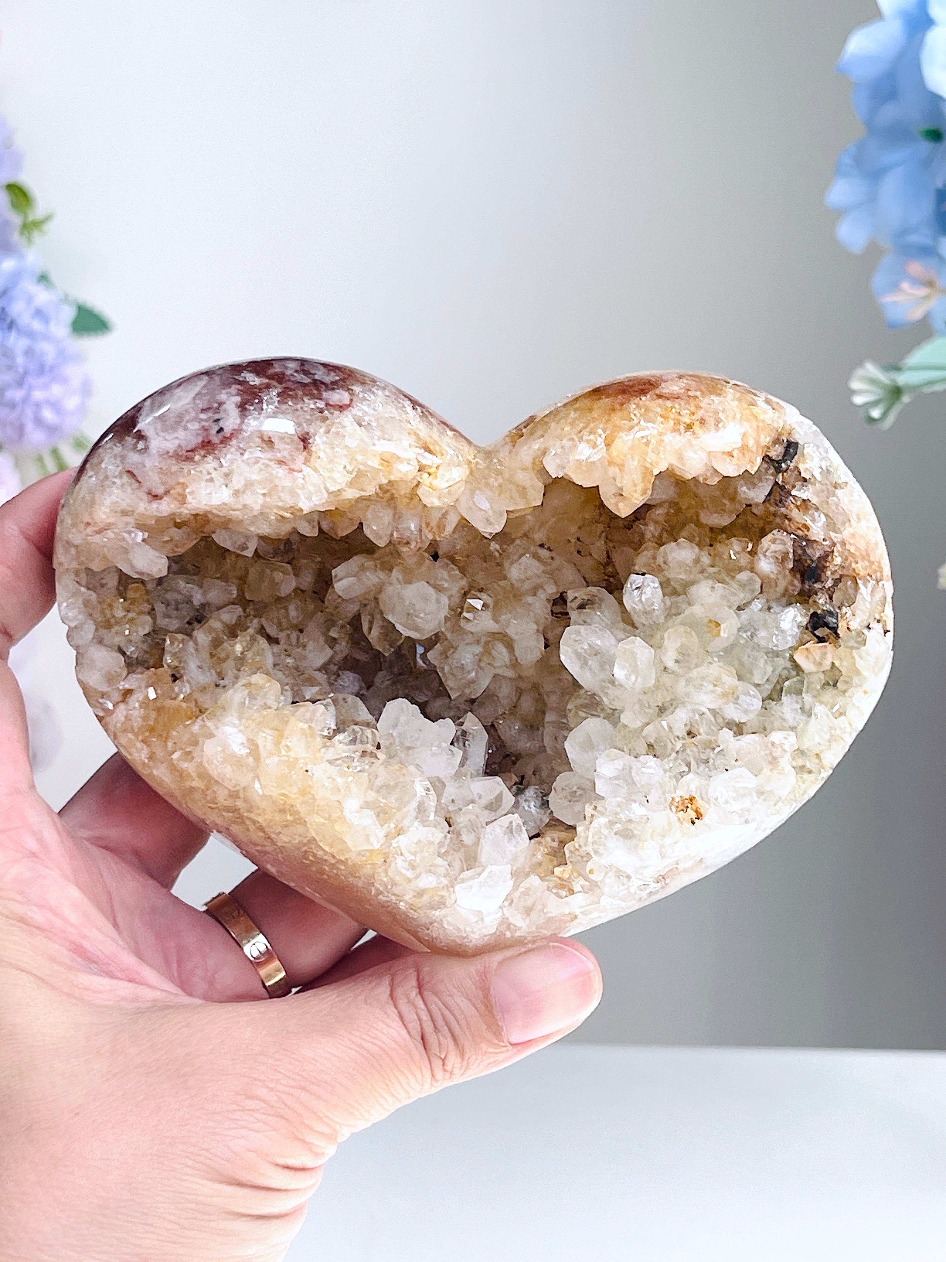 Pink Amethyst Druzy Heart – Natural Healing Crystal, Pink Amethyst Heart for Gift, Meditation, Home Decor B1-10