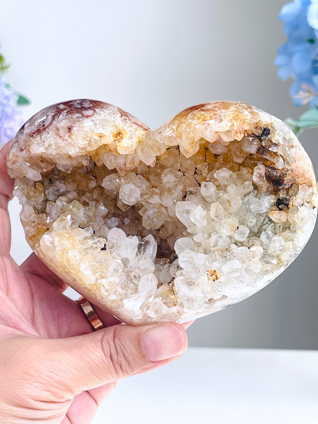 Pink Amethyst Druzy Heart – Natural Healing Crystal, Pink Amethyst Heart for Gift, Meditation, Home Decor B1-10