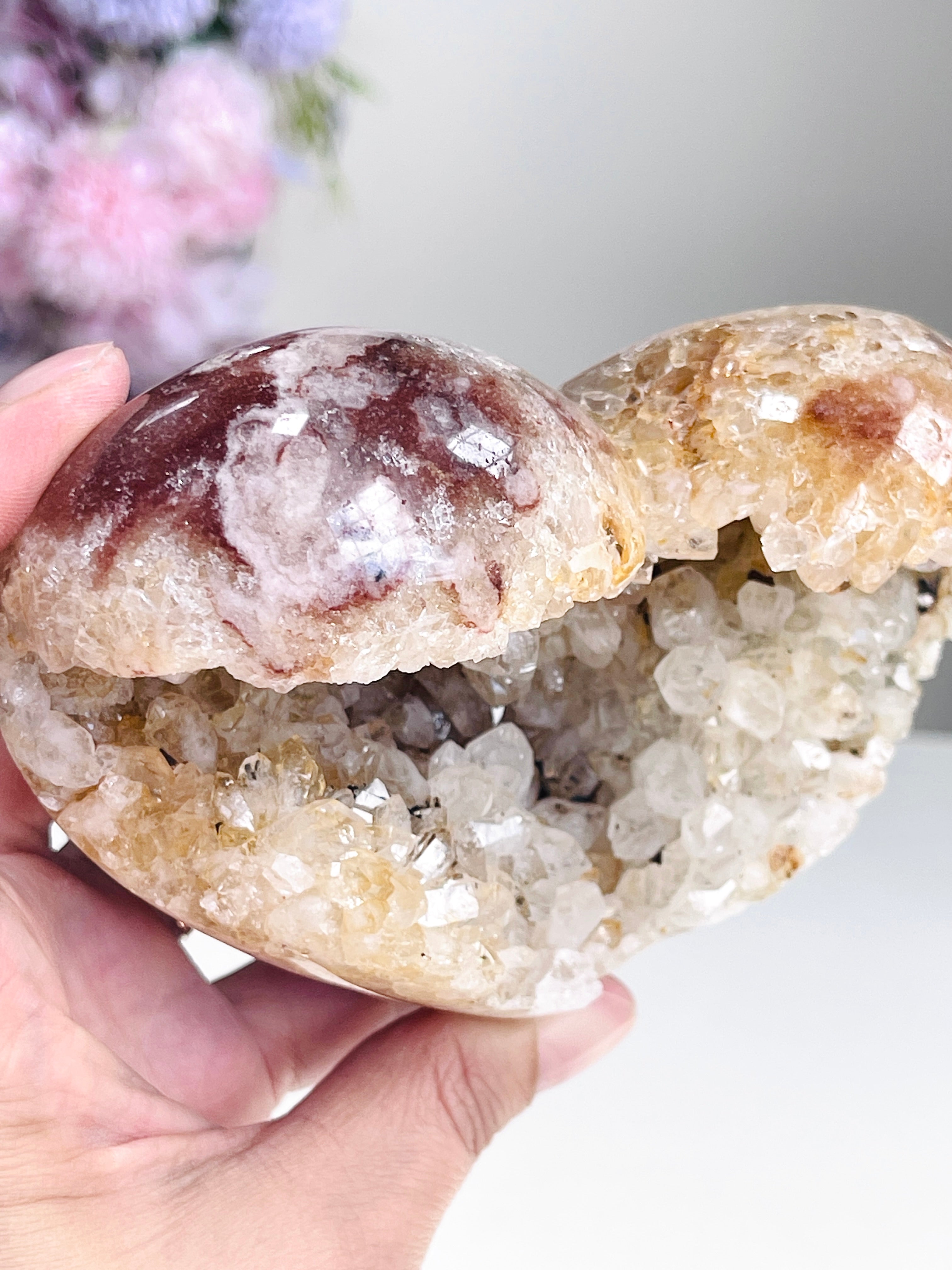 Pink Amethyst Druzy Heart – Natural Healing Crystal, Pink Amethyst Heart for Gift, Meditation, Home Decor B1-10