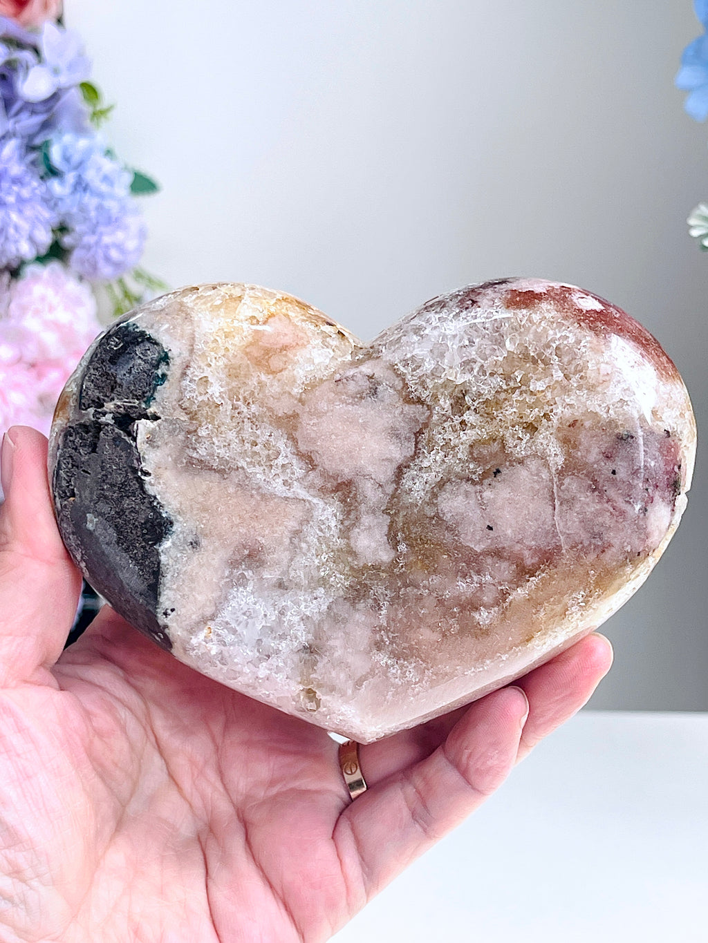 Pink Amethyst Druzy Heart – Natural Healing Crystal, Pink Amethyst Heart for Gift, Meditation, Home Decor B1-10