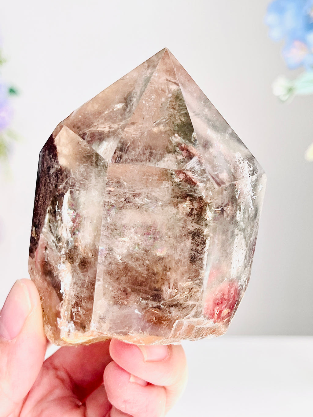 Unique Lodolite Quartz , Natural Brazilian Lodolite Quartz Point, Crystal Gift, Garden Quartz,