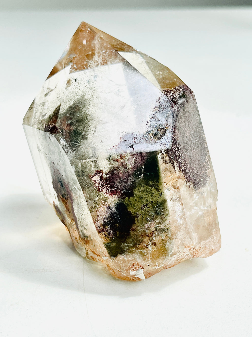 Unique Lodolite Quartz , Natural Brazilian Lodolite Quartz Point, Crystal Gift, Garden Quartz,