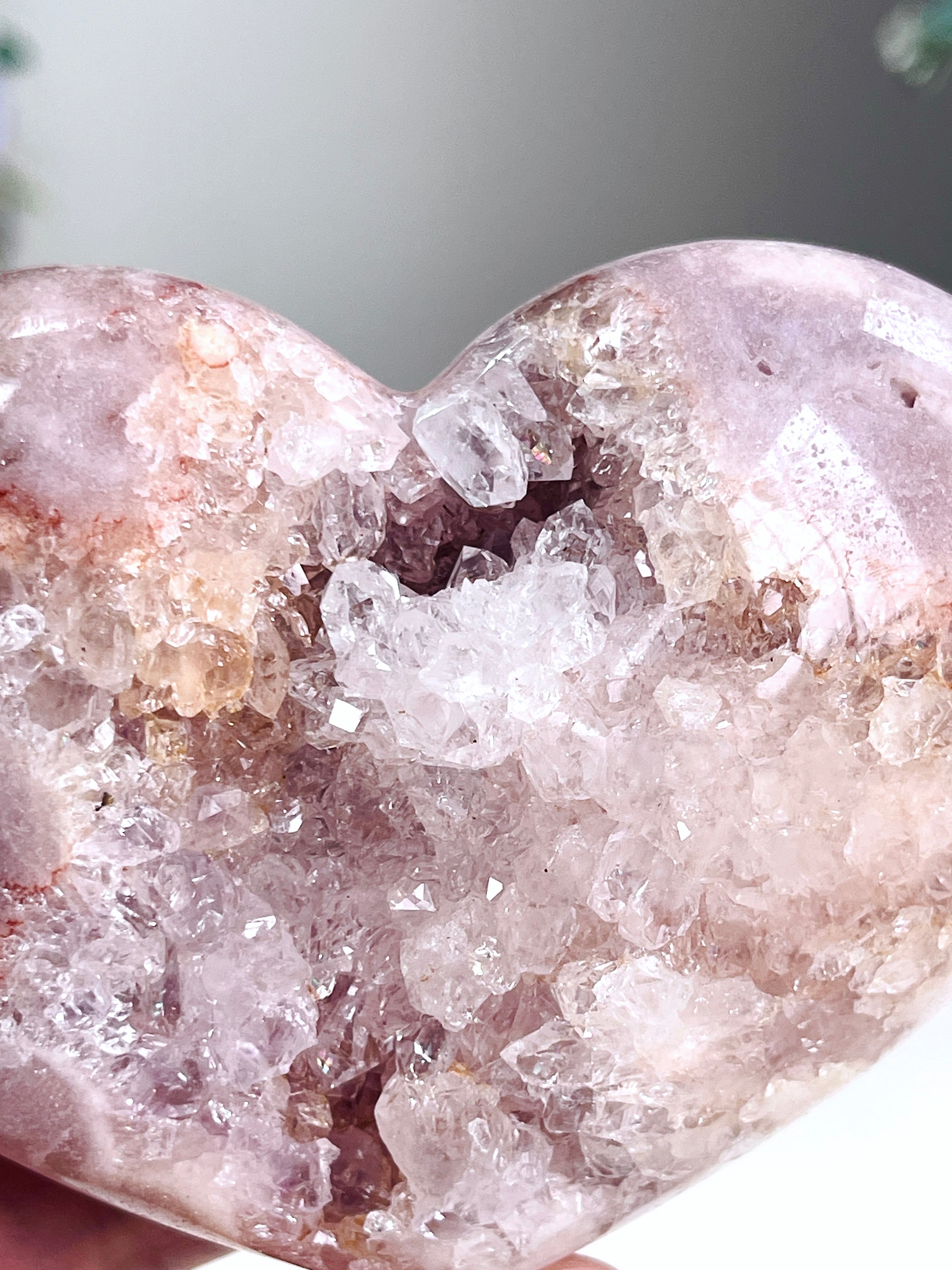 Pink Amethyst Druzy Heart – Natural Healing Crystal, Pink Amethyst Heart for Gift, Meditation, Home Decor B201