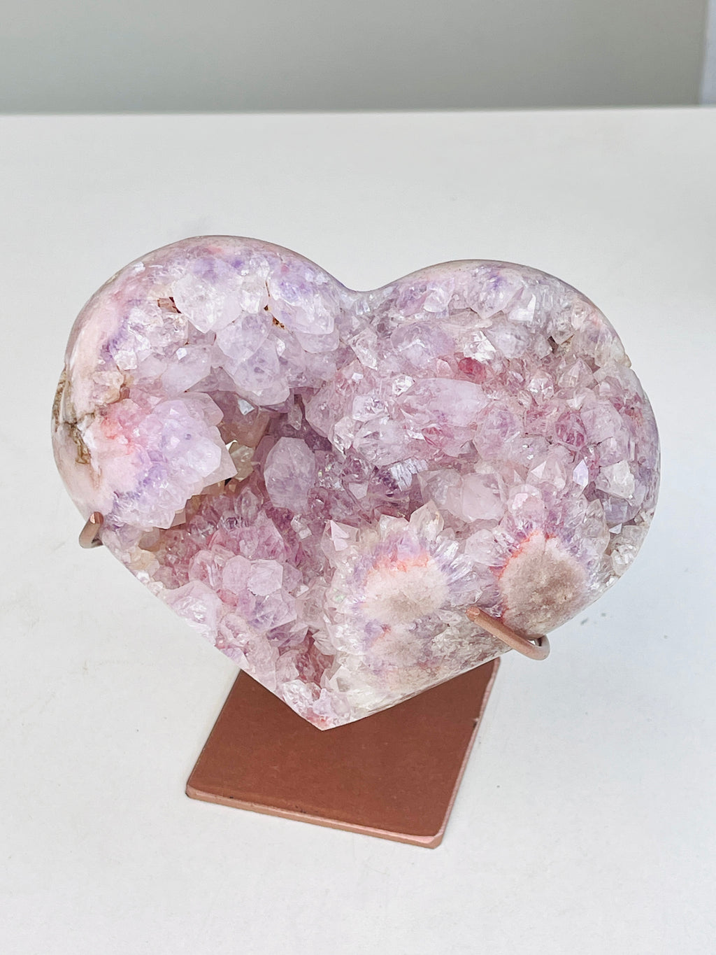 Pink Amethyst Druzy Heart – Natural Healing Crystal for Meditation & Home Decor