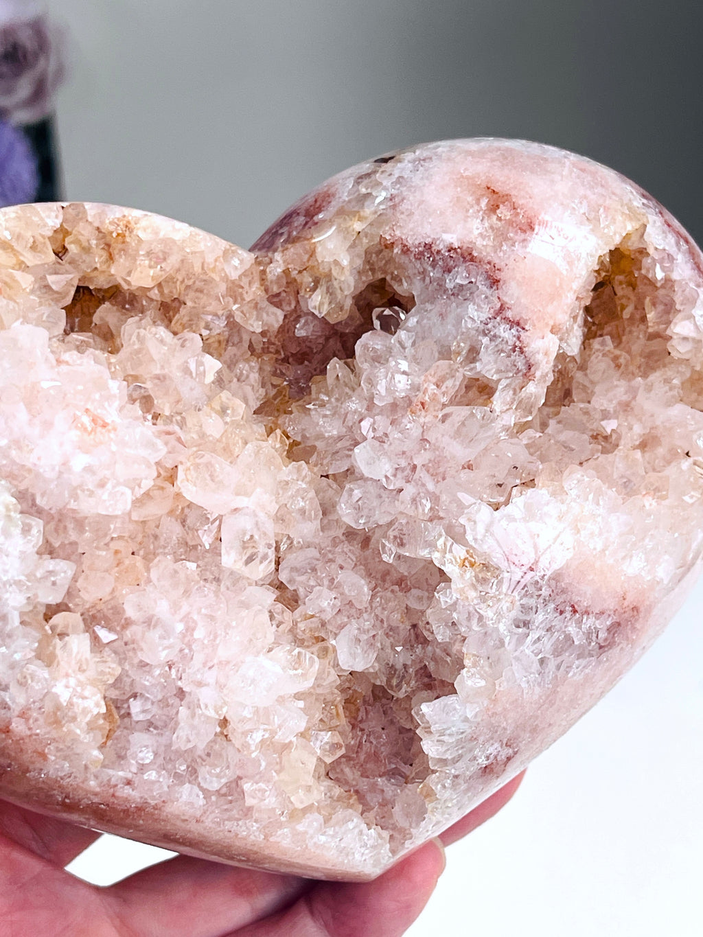 Pink Amethyst Druzy Heart – Natural Healing Crystal, Pink Amethyst Heart for Gift, Meditation, Home Decor B202