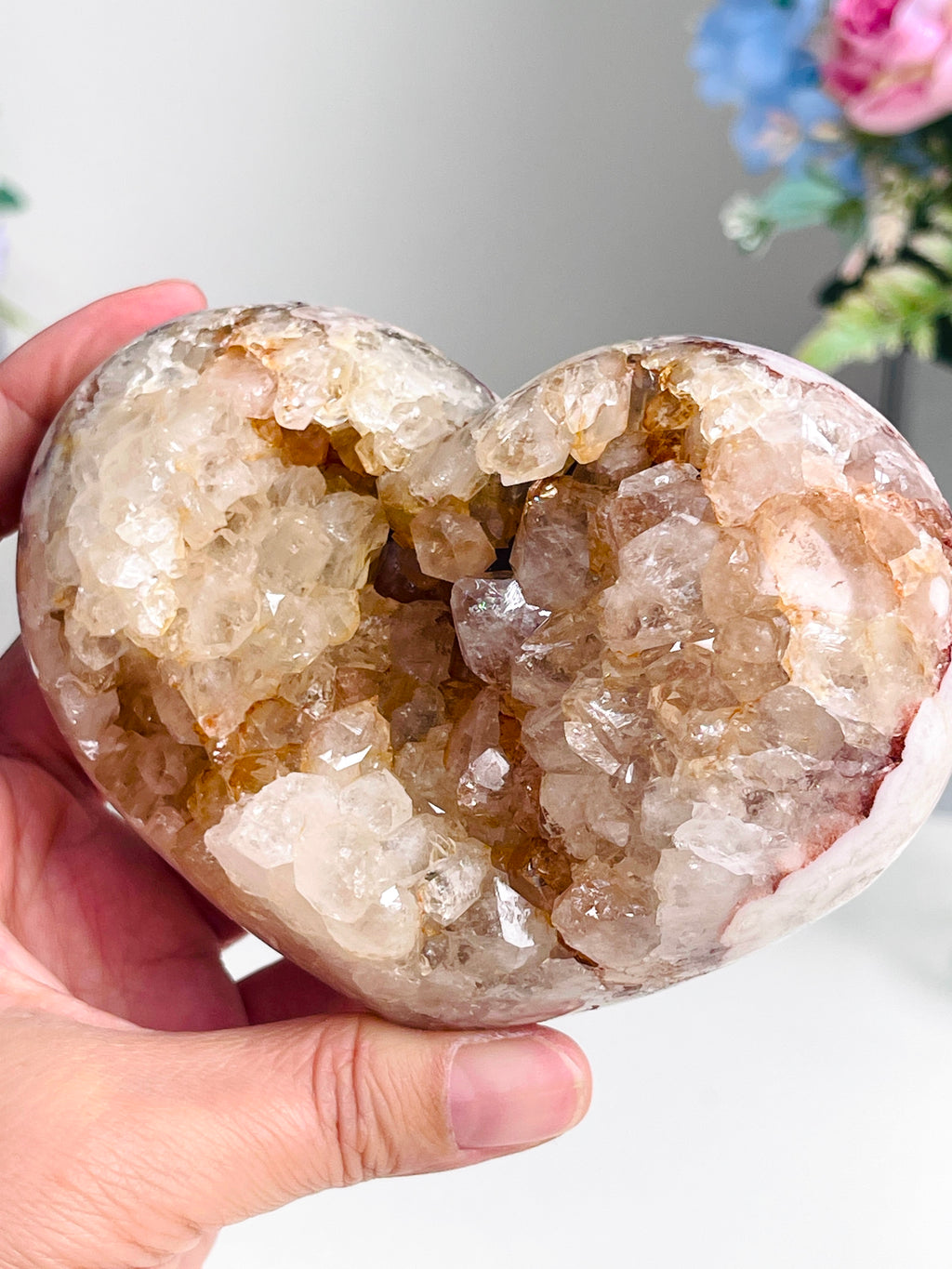 Pink Amethyst Druzy Heart – 572g Natural Healing Crystal, Pink Amethyst Heart for Gift, Meditation, Home Decor B207