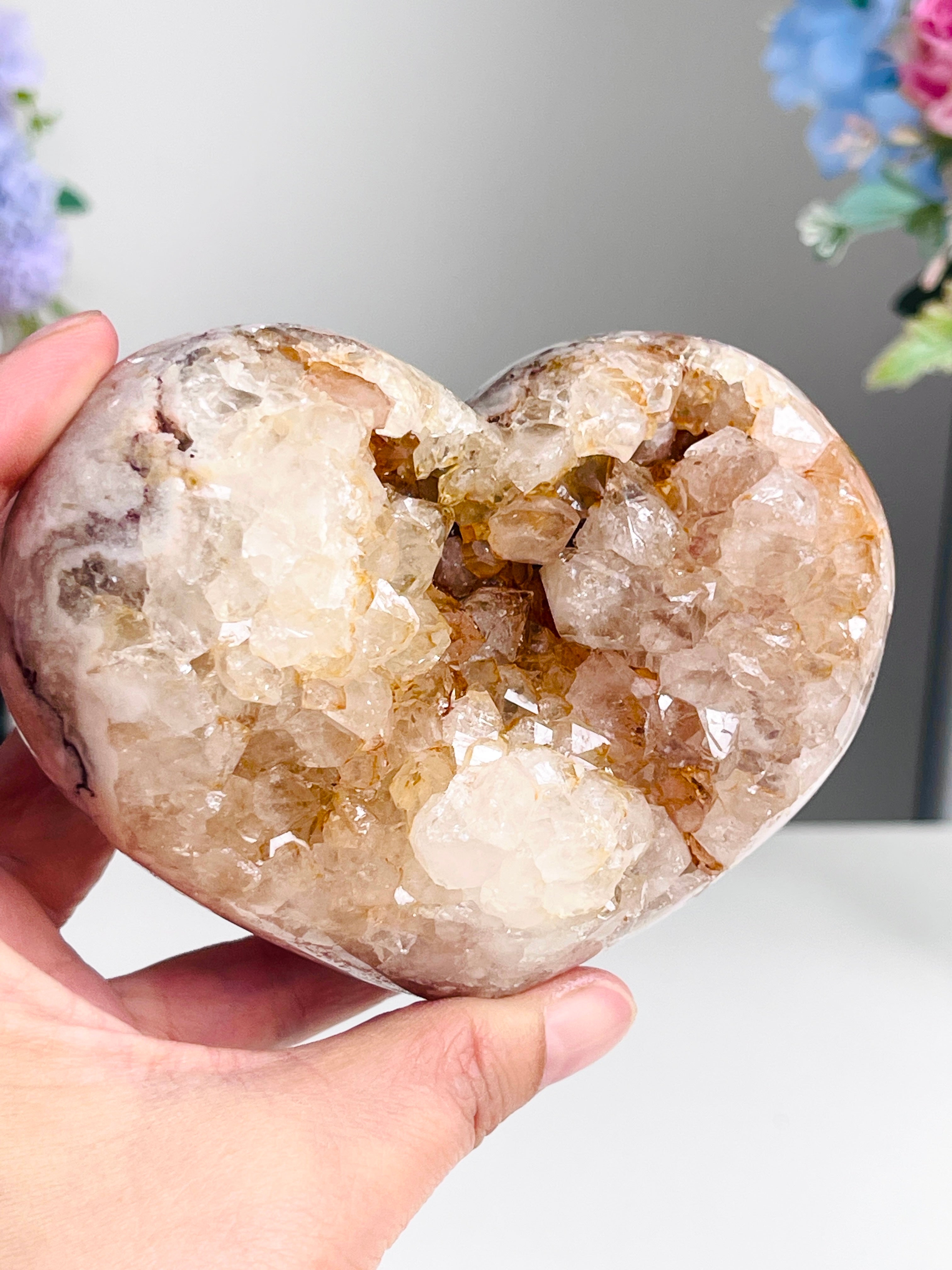 Pink Amethyst Druzy Heart – 572g Natural Healing Crystal, Pink Amethyst Heart for Gift, Meditation, Home Decor B207