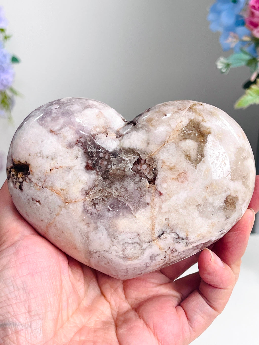 Pink Amethyst Druzy Heart – 572g Natural Healing Crystal, Pink Amethyst Heart for Gift, Meditation, Home Decor B207