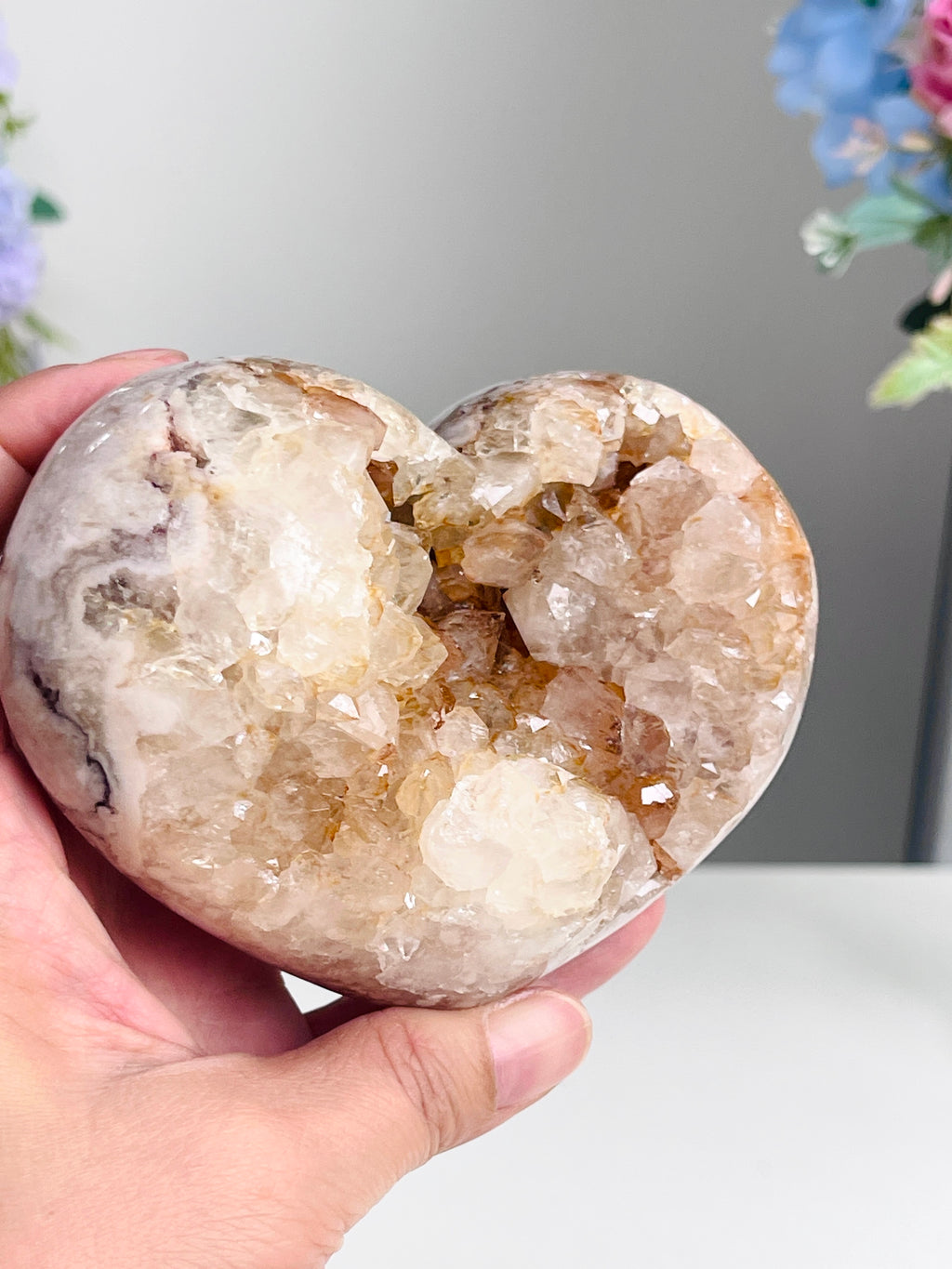 Pink Amethyst Druzy Heart – 572g Natural Healing Crystal, Pink Amethyst Heart for Gift, Meditation, Home Decor B207