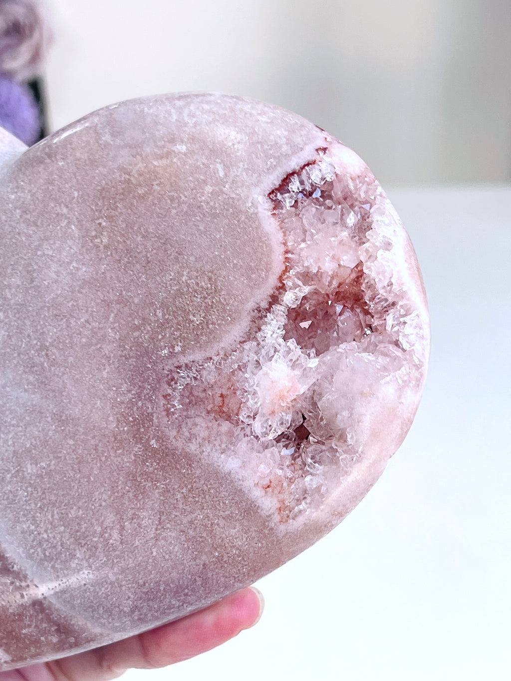 Pink Amethyst Druzy Heart – 623g Natural Healing Crystal, Pink Amethyst Heart for Gift, Meditation, Home Decor B209