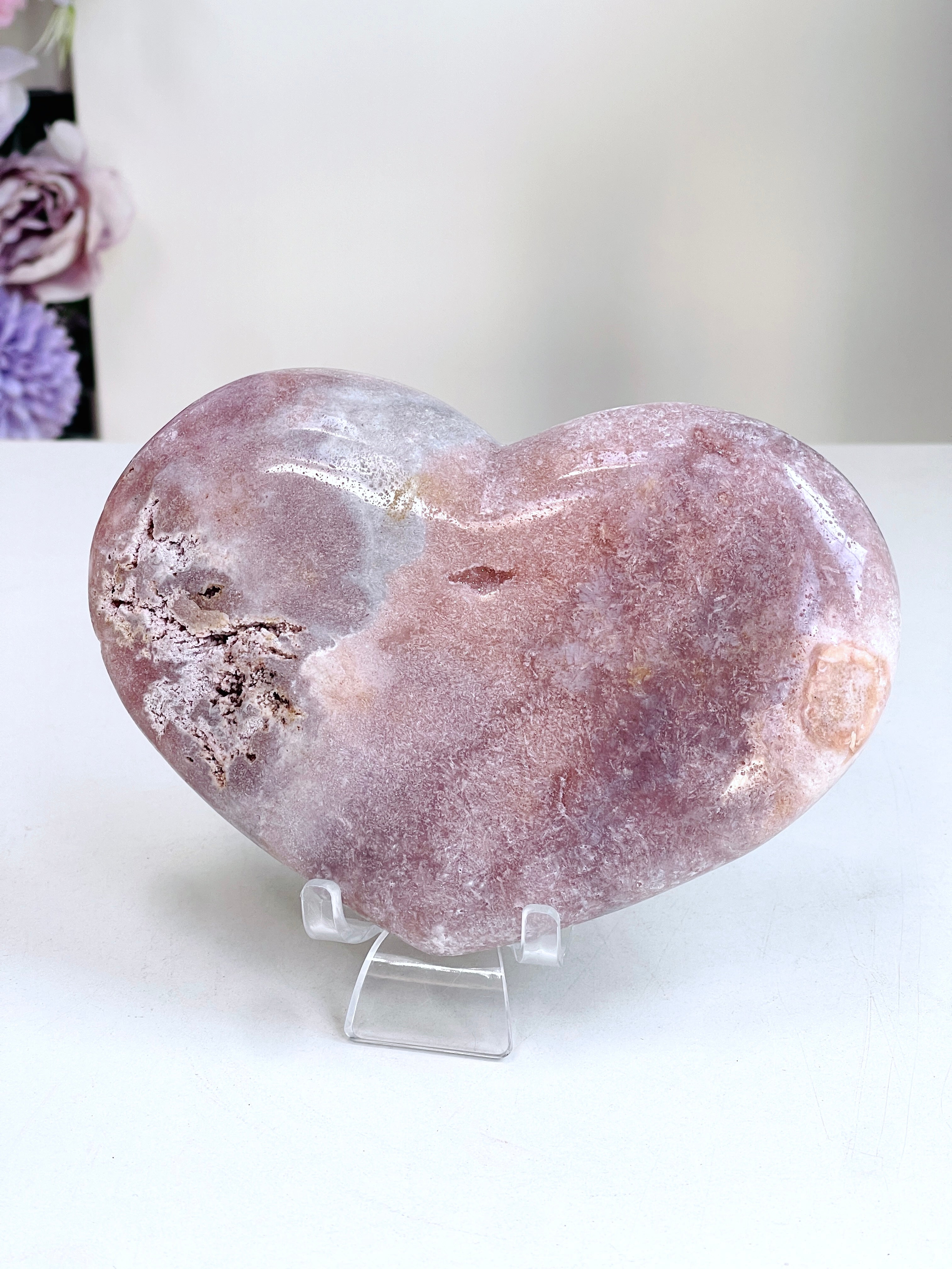Pink Amethyst Druzy Heart – 623g Natural Healing Crystal, Pink Amethyst Heart for Gift, Meditation, Home Decor B209
