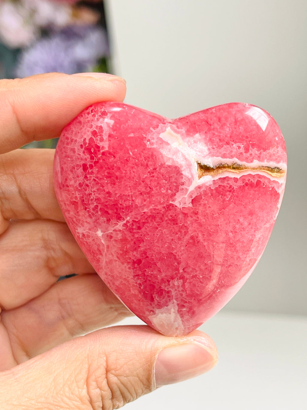 Natural Rhodochrosite heart, 50m Argentina Banded Rhodochrosite heart , Top Grade Rhodochrosite from Argentina, Pink Rhodochrosite