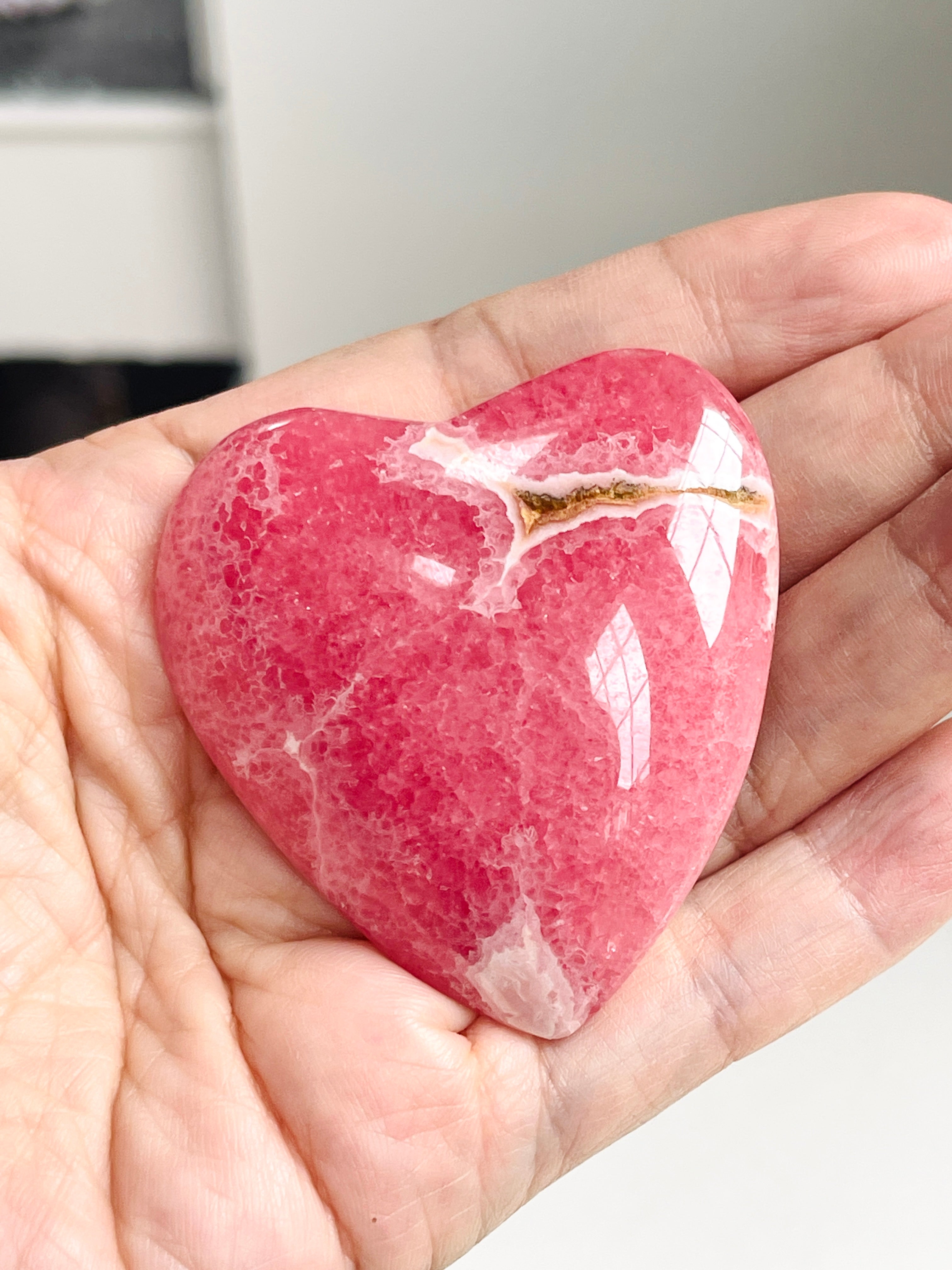 Natural Rhodochrosite heart, 50m Argentina Banded Rhodochrosite heart , Top Grade Rhodochrosite from Argentina, Pink Rhodochrosite