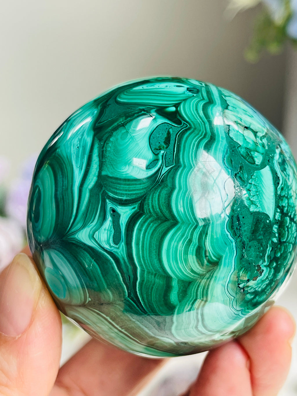 Malachite Sphere, Marvelous Natural Malachite Sphere, Malachite from Congo, Natural Malachite ball, Healing Crystal 2