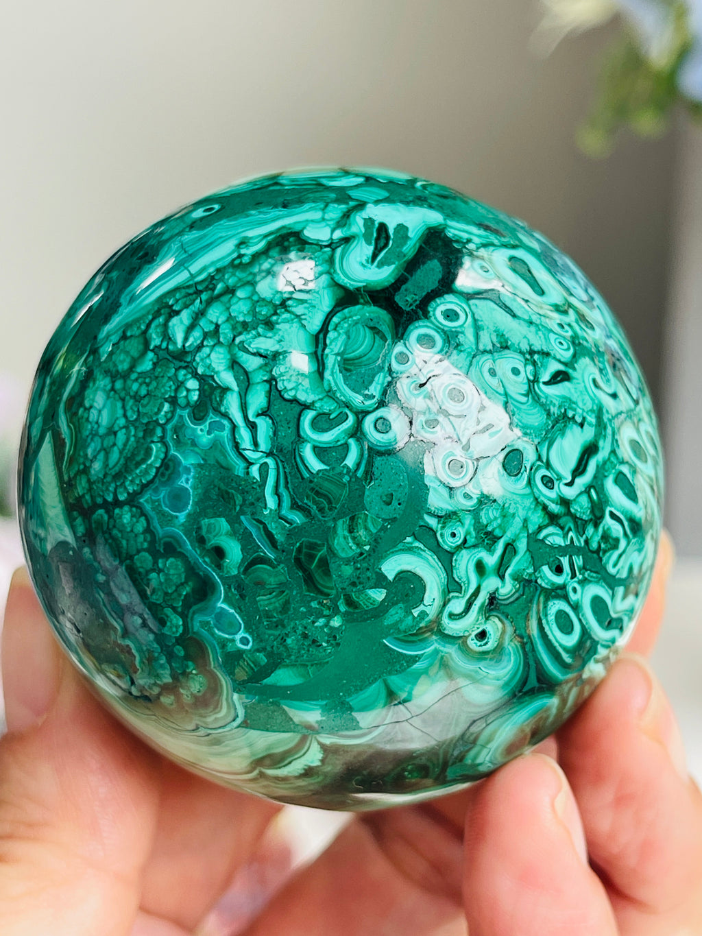 Malachite Sphere, Marvelous Natural Malachite Sphere, Malachite from Congo, Natural Malachite ball, Healing Crystal 2