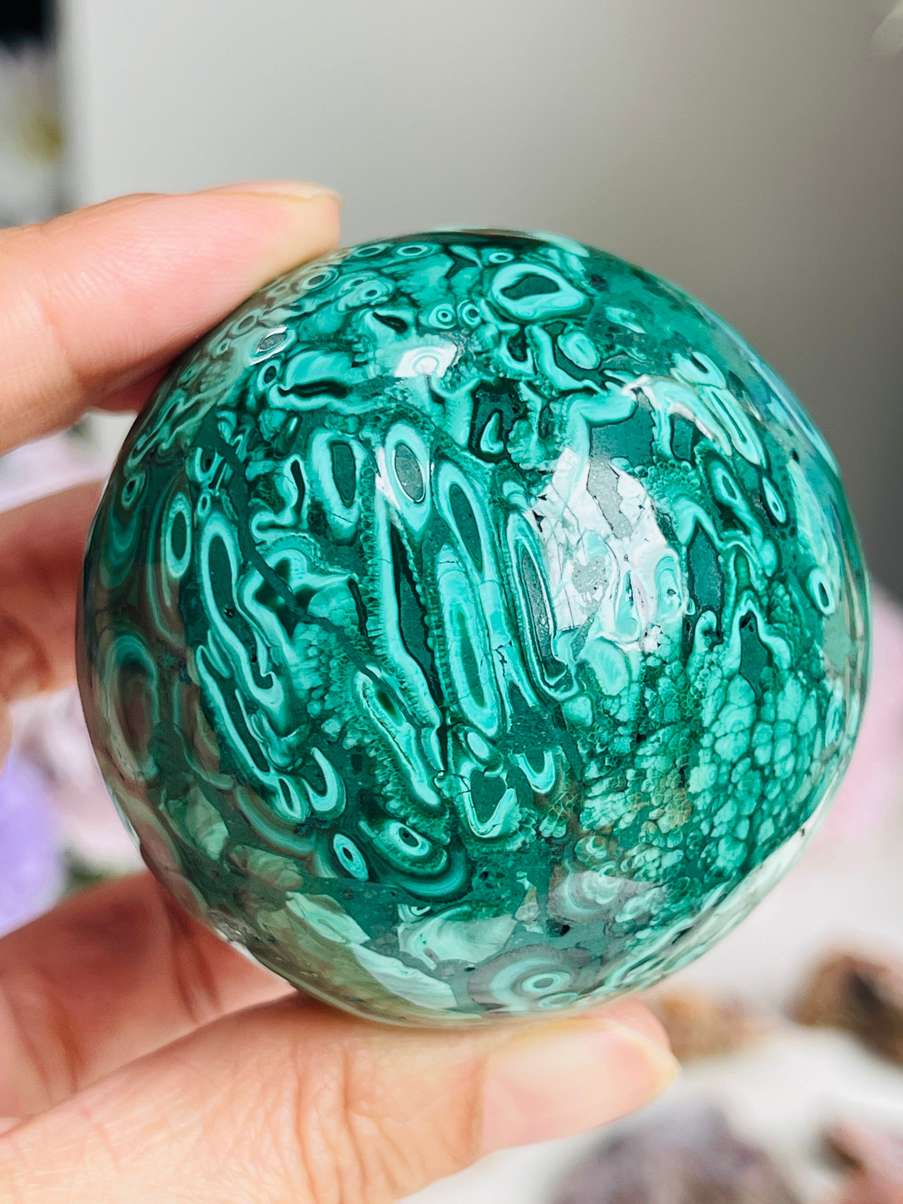 Malachite Sphere, Marvelous Natural Malachite Sphere, Malachite from Congo, Natural Malachite ball, Healing Crystal 2