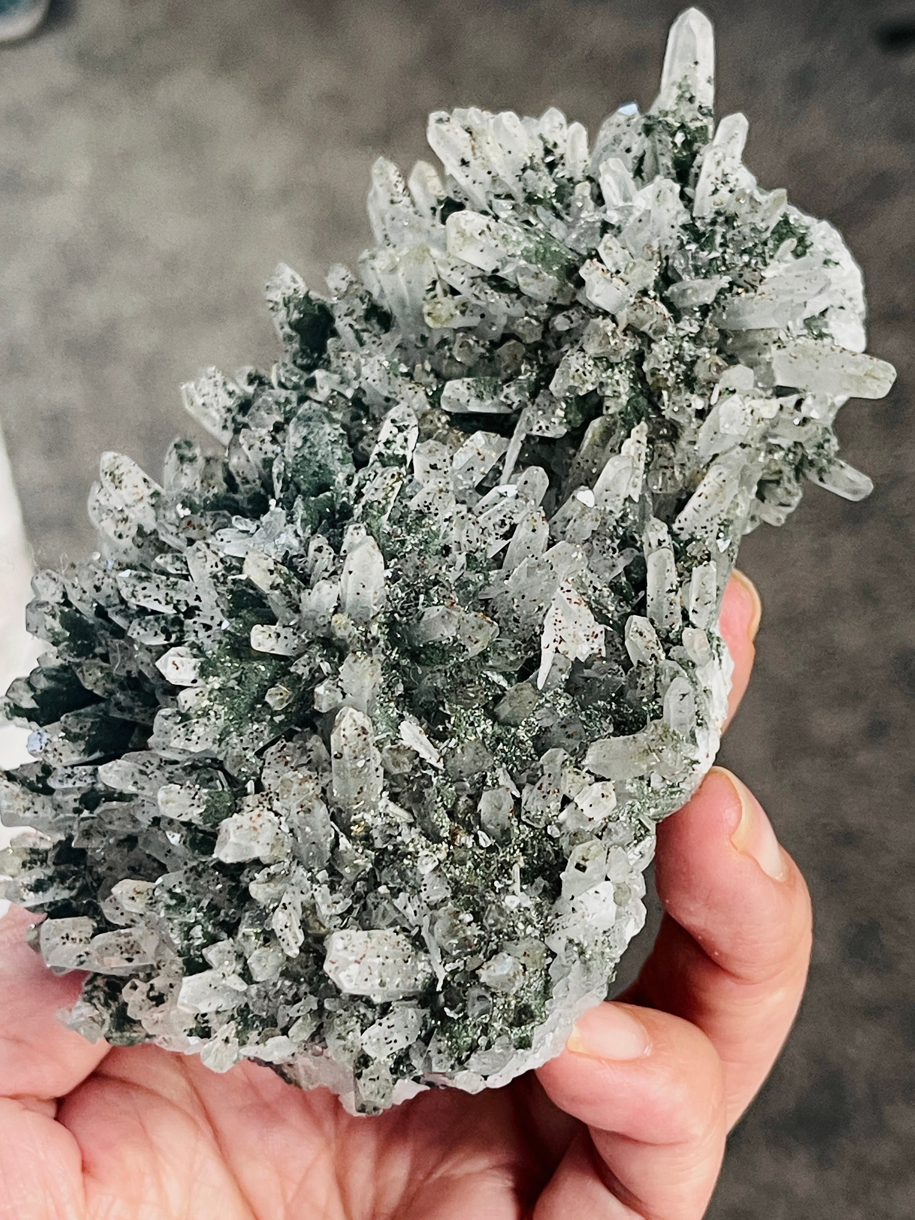 Needle Quartz Cluster with Epidote & Pyrite | Bulgaria Mineral Specimen