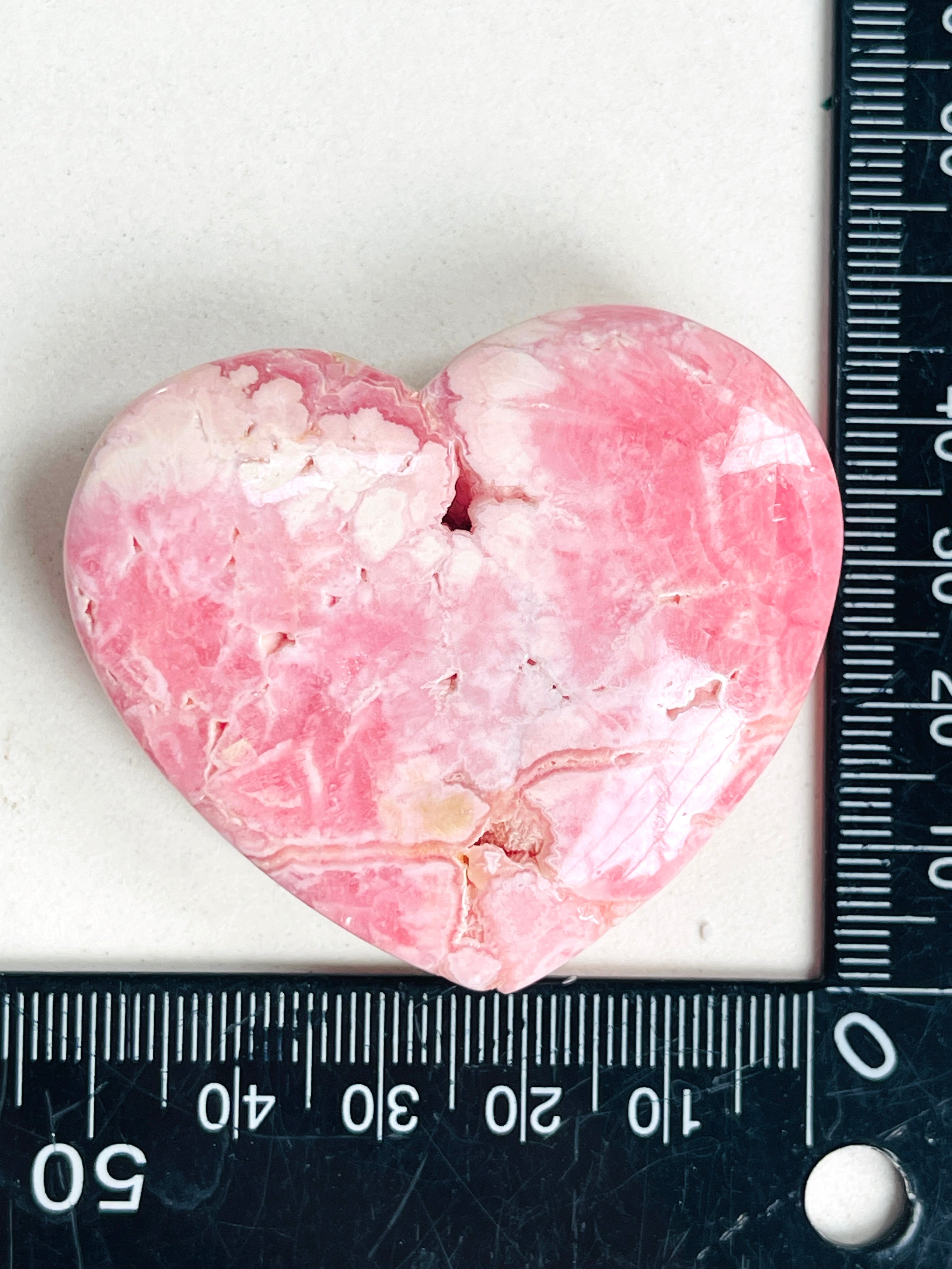 52mm Natural Rhodochrosite Heart – Pink Rhodochrosite Crystal from Argentina | Healing Stone | Crystal Gift | Collectible Mineral