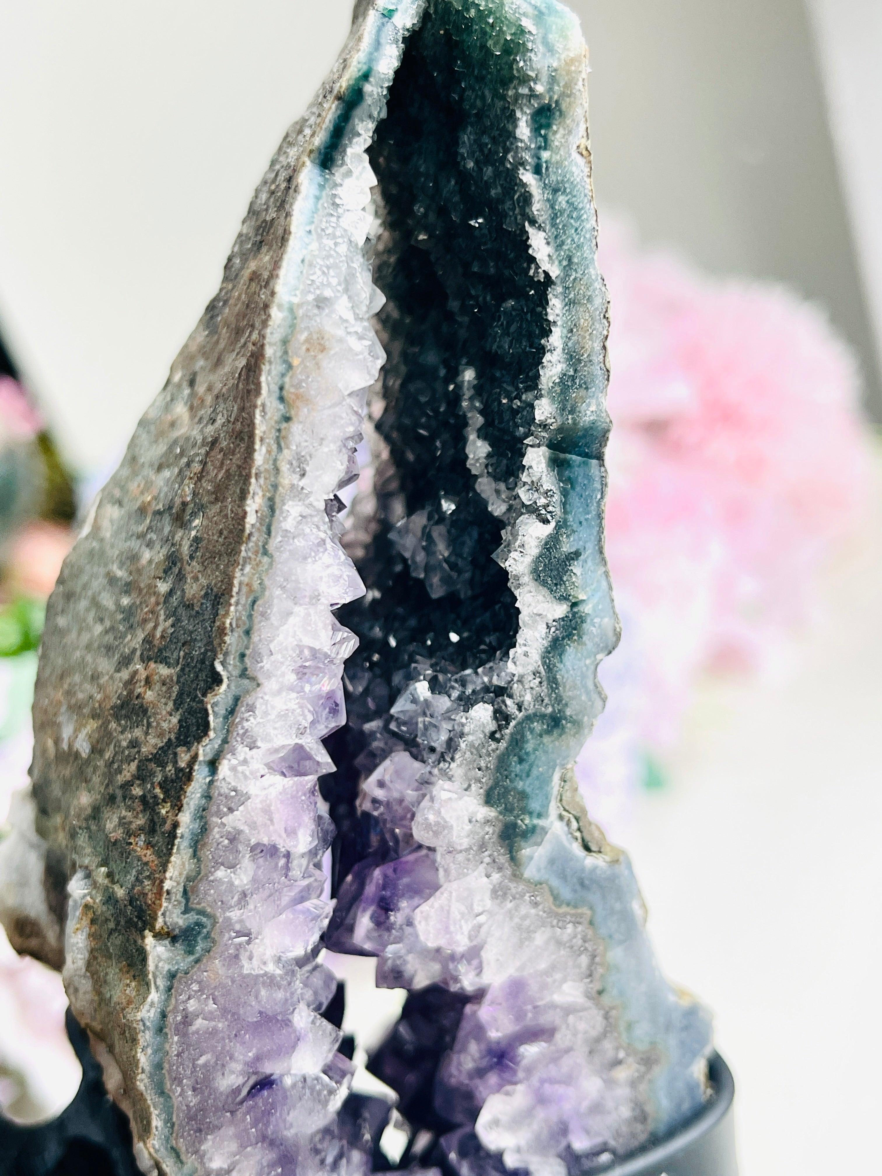 Amethyst Geode Wings on Custom Stand 2