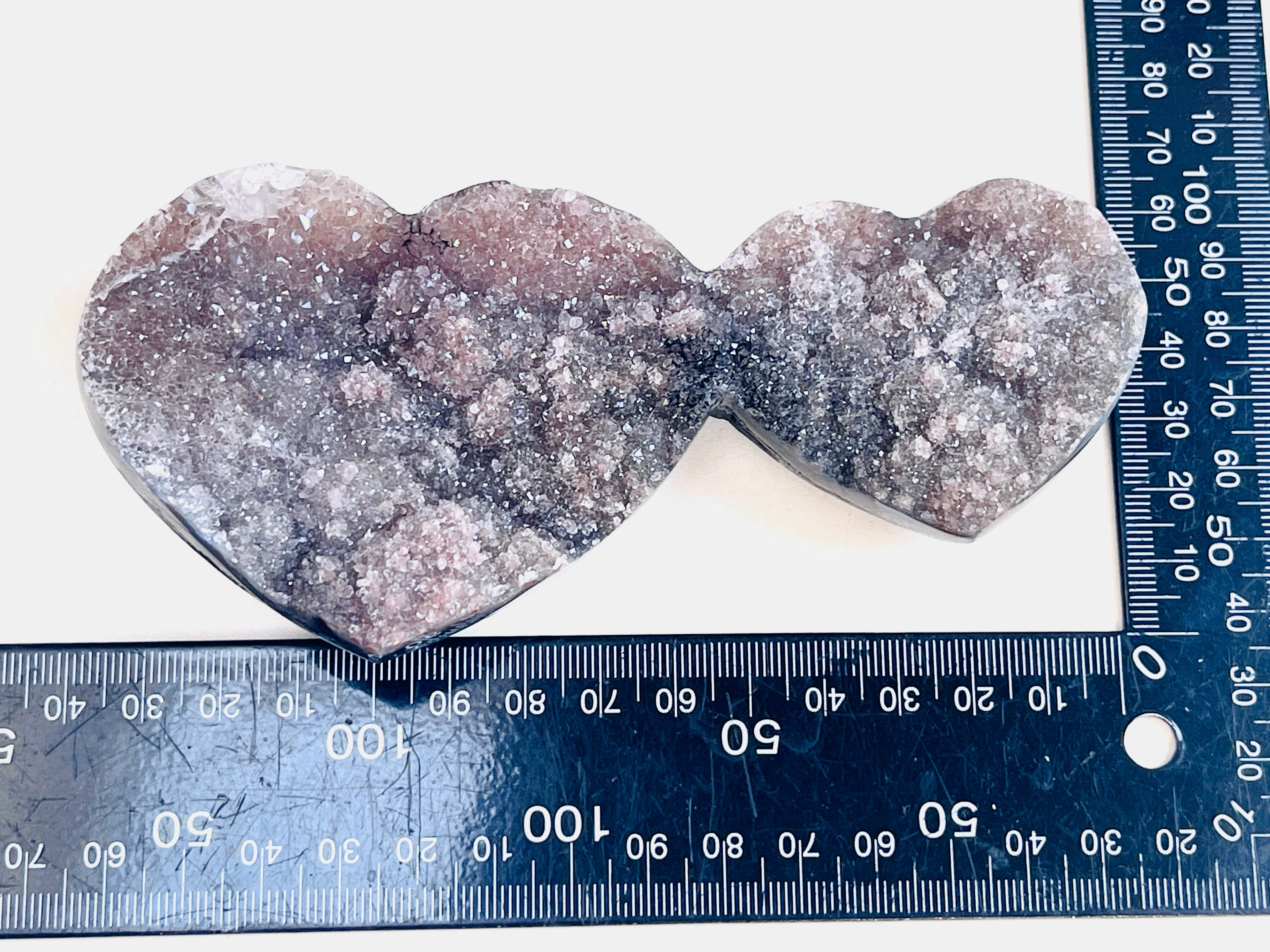 Rare Amethyst Flower Heart, Special Amethyst Flower Polished Crystal Double Heart, Unique Gift, Crystal Gift