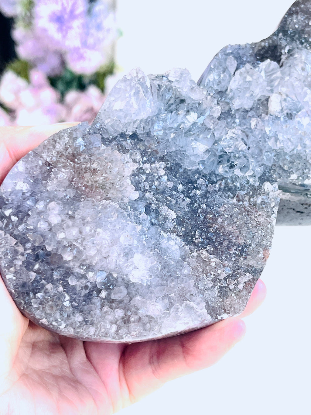 Rare Amethyst Flower Heart, Special Amethyst Flower Polished Crystal Double Heart, Unique Gift, Crystal Gift