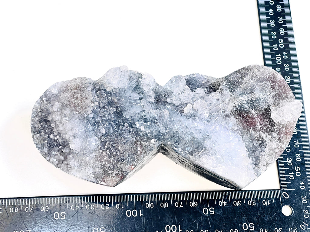 Rare Amethyst Flower Heart, Special Amethyst Flower Polished Crystal Double Heart, Unique Gift, Crystal Gift