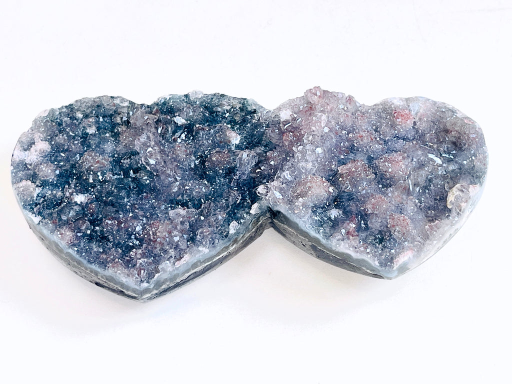 Rare Amethyst Flower Heart, Special Amethyst Flower Polished Crystal Double Heart, Unique Gift, Crystal Gift