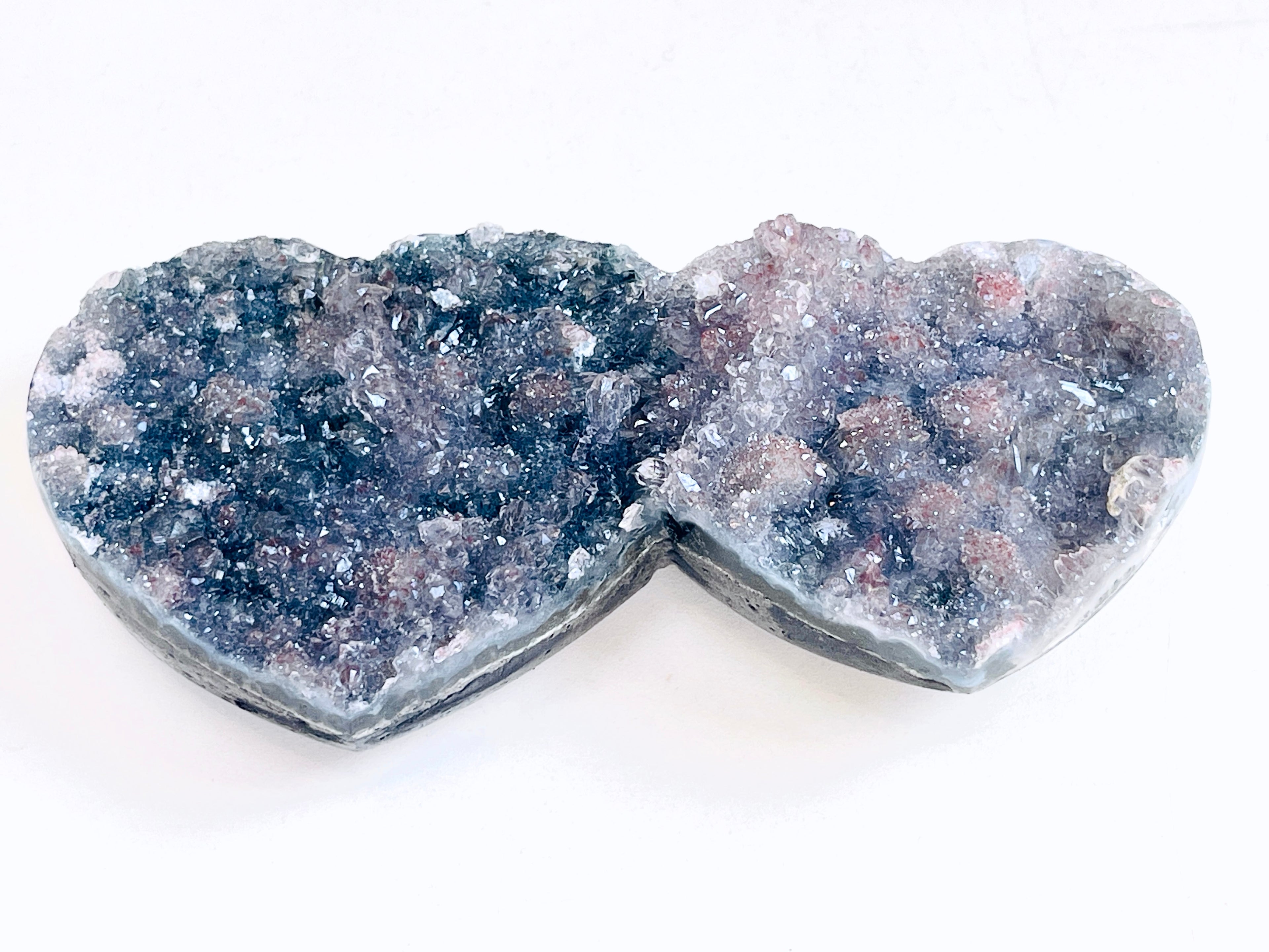 Rare Amethyst Flower Heart, Special Amethyst Flower Polished Crystal Double Heart, Unique Gift, Crystal Gift