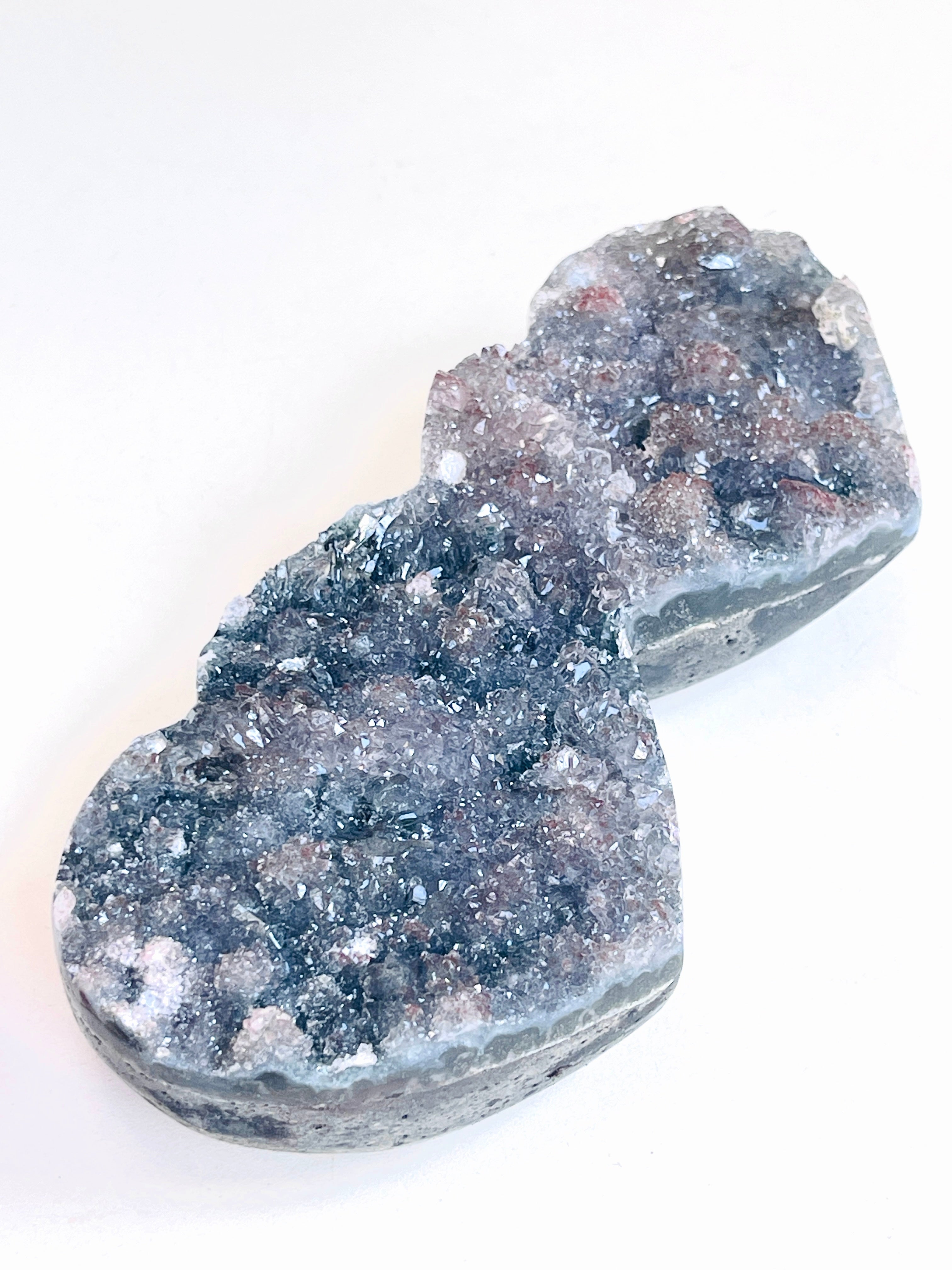 Rare Amethyst Flower Heart, Special Amethyst Flower Polished Crystal Double Heart, Unique Gift, Crystal Gift