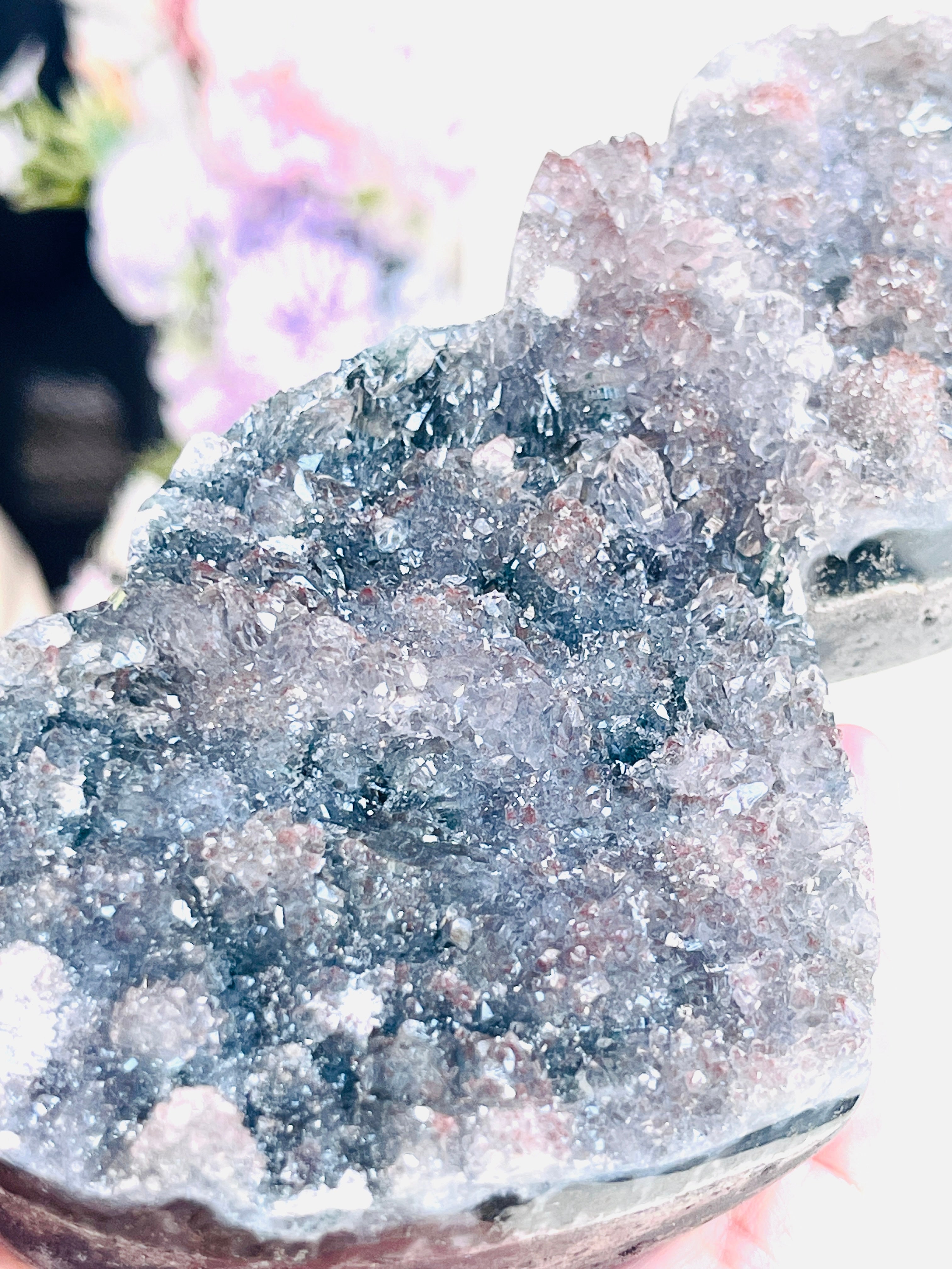 Rare Amethyst Flower Heart, Special Amethyst Flower Polished Crystal Double Heart, Unique Gift, Crystal Gift