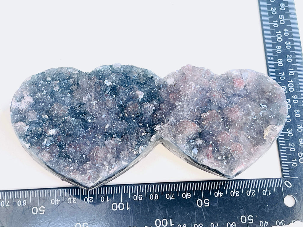 Rare Amethyst Flower Heart, Special Amethyst Flower Polished Crystal Double Heart, Unique Gift, Crystal Gift