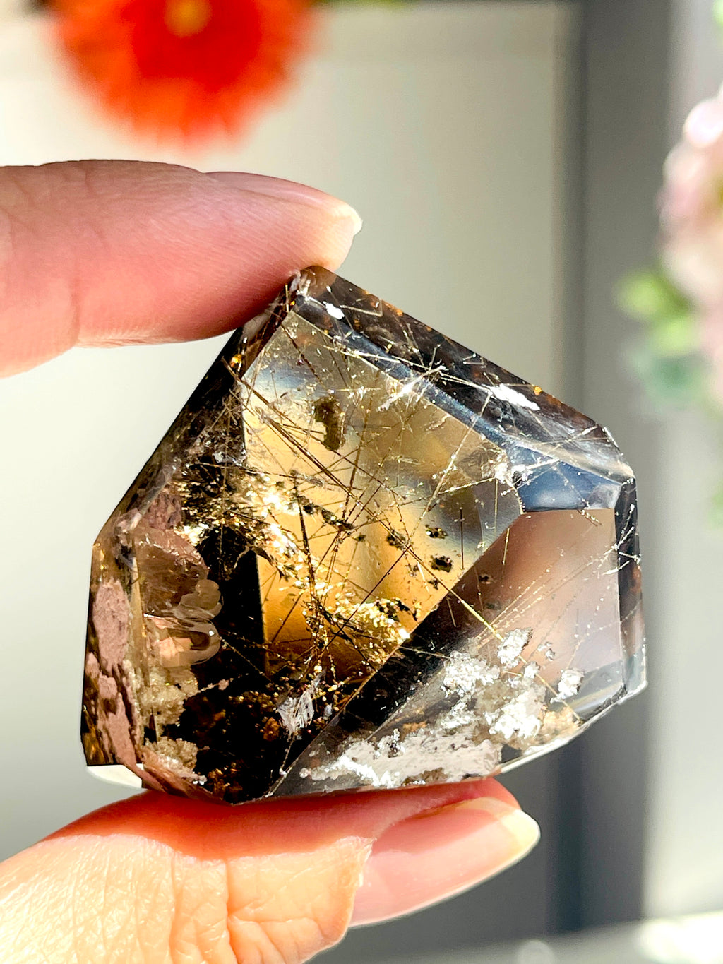 Brazilian Rutilated Smoky Quartz with Golden Rutile