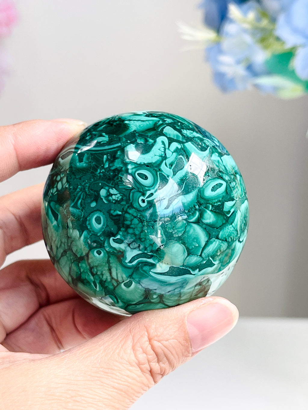 Malachite Sphere, Marvelous Natural Malachite Sphere, Malachite from Congo, Natural Malachite ball, Healing Crystal 2
