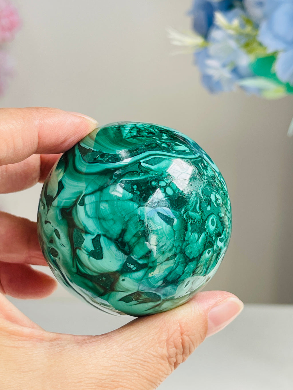 Malachite Sphere, Marvelous Natural Malachite Sphere, Malachite from Congo, Natural Malachite ball, Healing Crystal 2