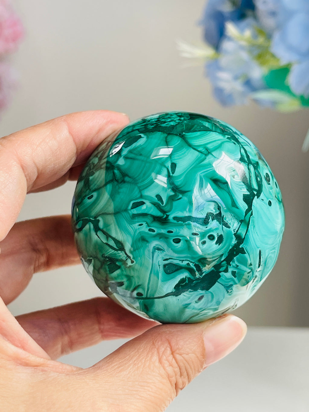 Malachite Sphere, Marvelous Natural Malachite Sphere, Malachite from Congo, Natural Malachite ball, Healing Crystal 2