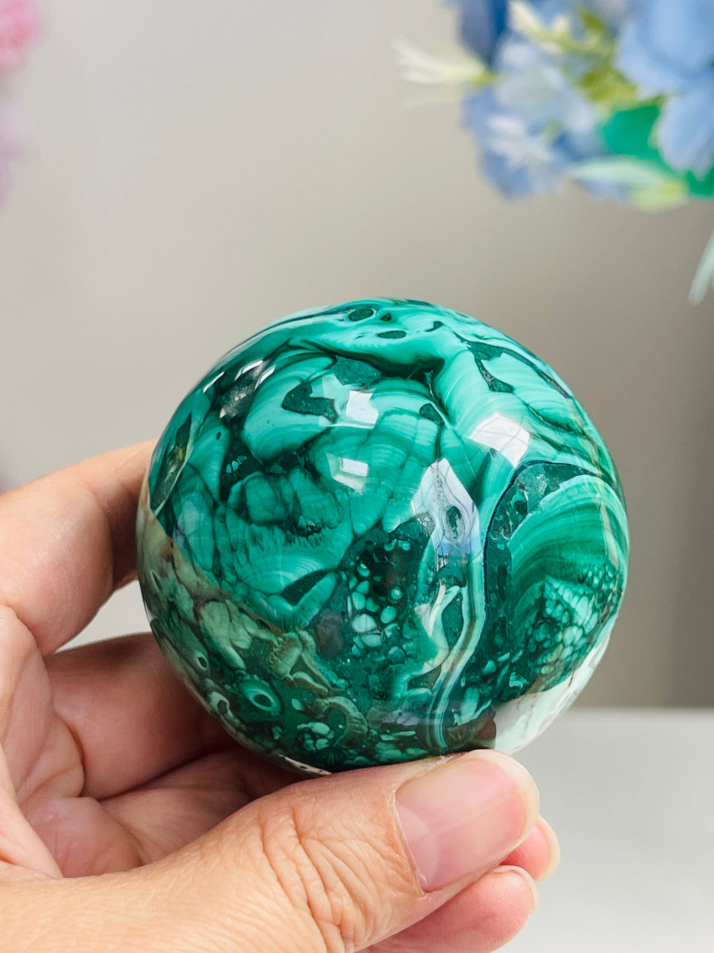 Malachite Sphere, Marvelous Natural Malachite Sphere, Malachite from Congo, Natural Malachite ball, Healing Crystal 2