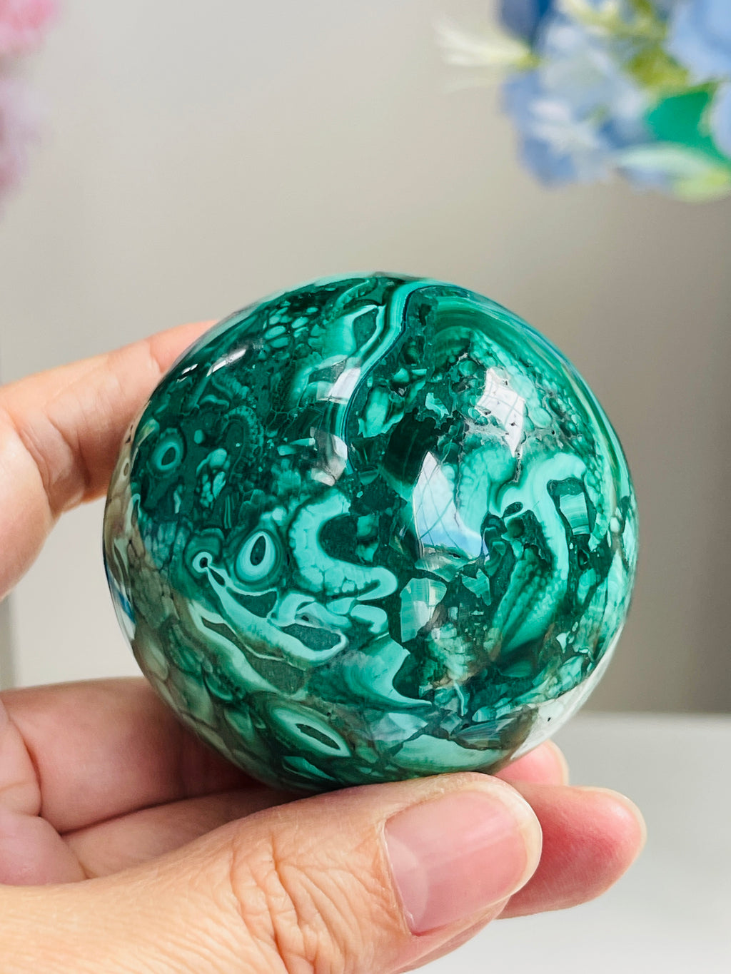 Malachite Sphere, Marvelous Natural Malachite Sphere, Malachite from Congo, Natural Malachite ball, Healing Crystal 2