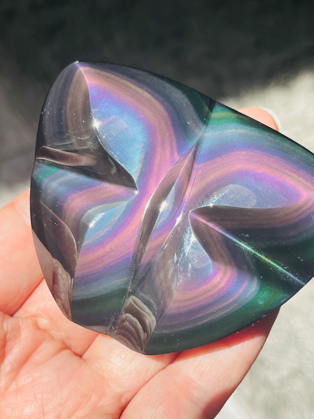 Rainbow Obsidian Butterfly Palm Stone III