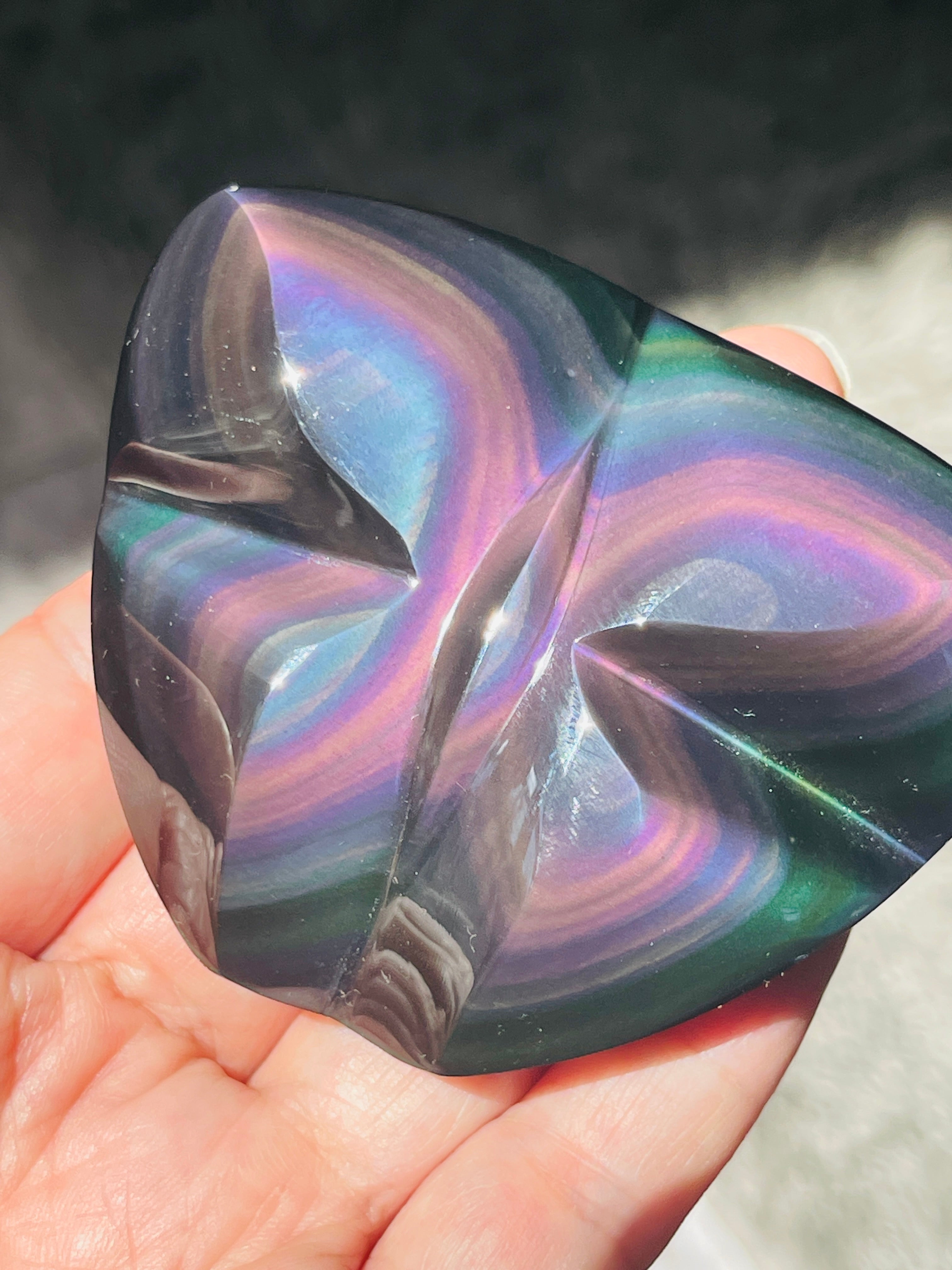 Rainbow Obsidian Butterfly Palm Stone III