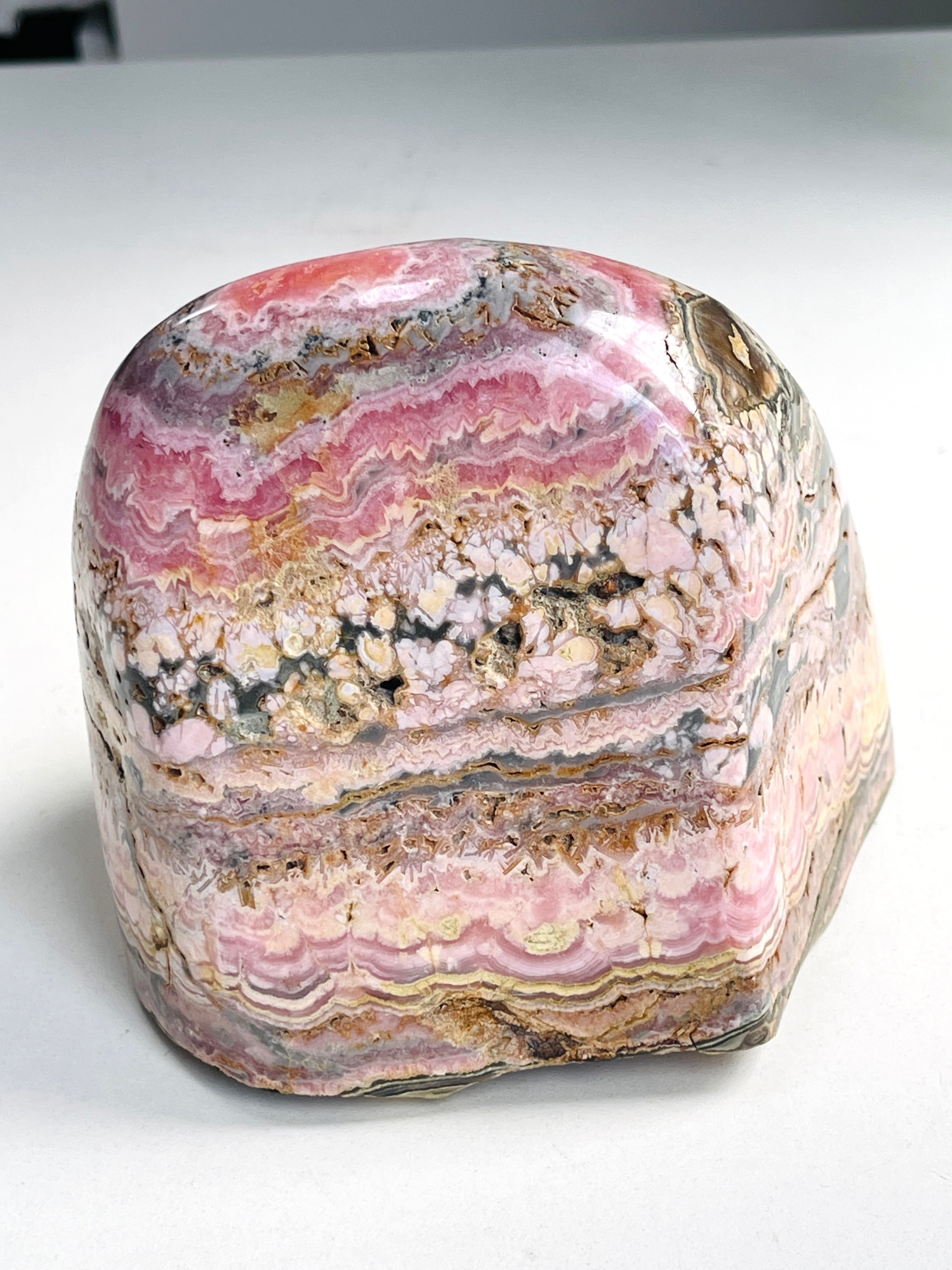 Rare 1.9kg AAA Rhodochrosite Freeform – Semi-Polished Pink Crystal, Capillitas Mine, Argentina