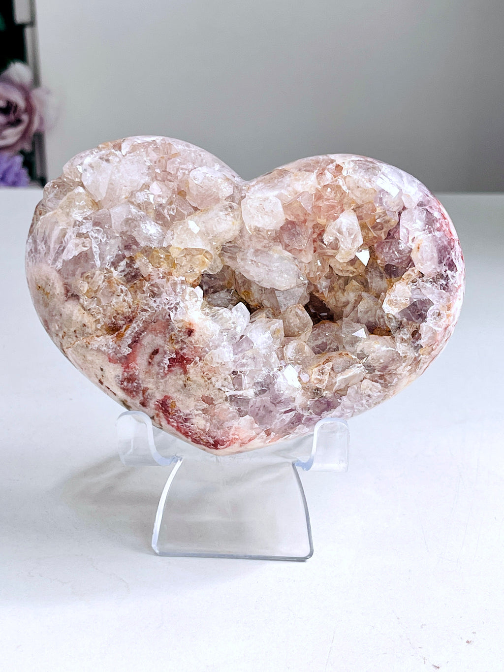 610g Pink Amethyst Heart with Quartz B3-1